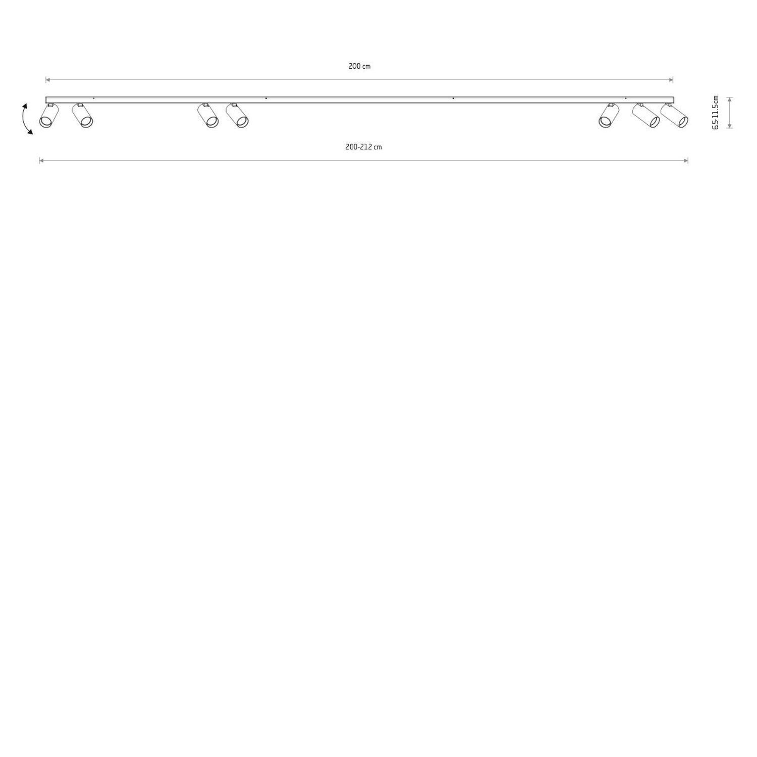 Flexibler Deckenstrahler Schwarz 7-flammig Aluminium Spottbeleuchtung, Beleuchtungsstange, Deckenrail, Spots, einstellbare Beleuchtung