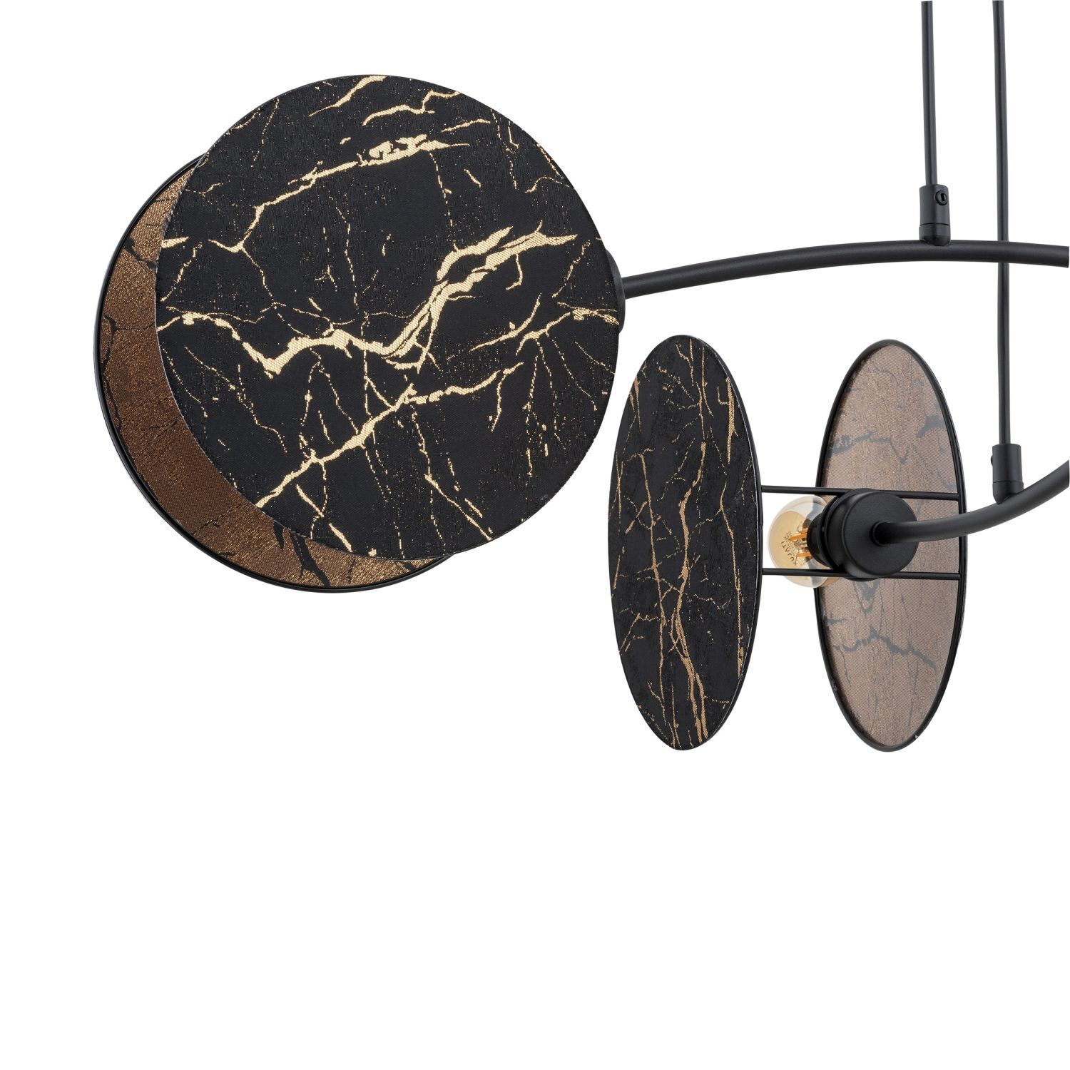 Hängelampe Marmor-Optik Schwarz Gold L: 82 cm Stoff Metall