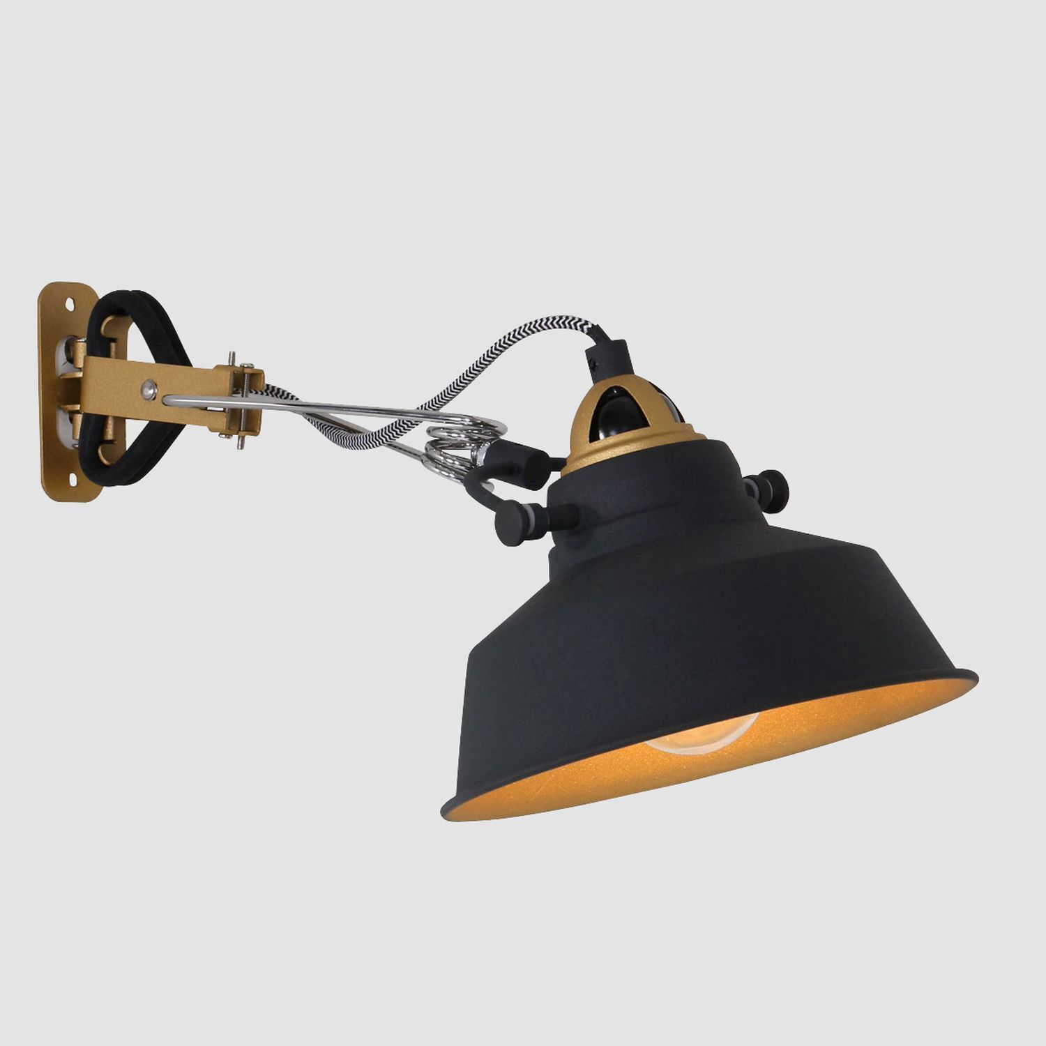 Wandstrahler mit Stecker Metall T:36 cm E27 beweglich
