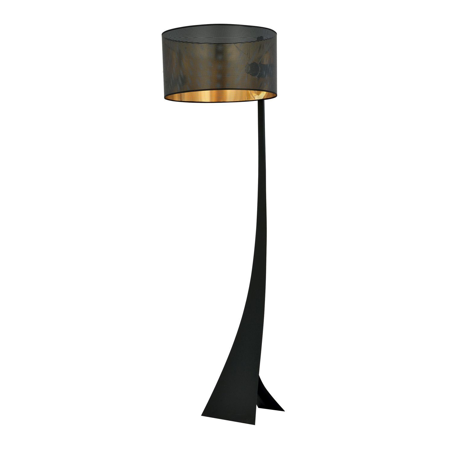 Stehleuchte Stoff Metall 157 cm Modern in Schwarz Gold E27 Lampe, Lampenschirm