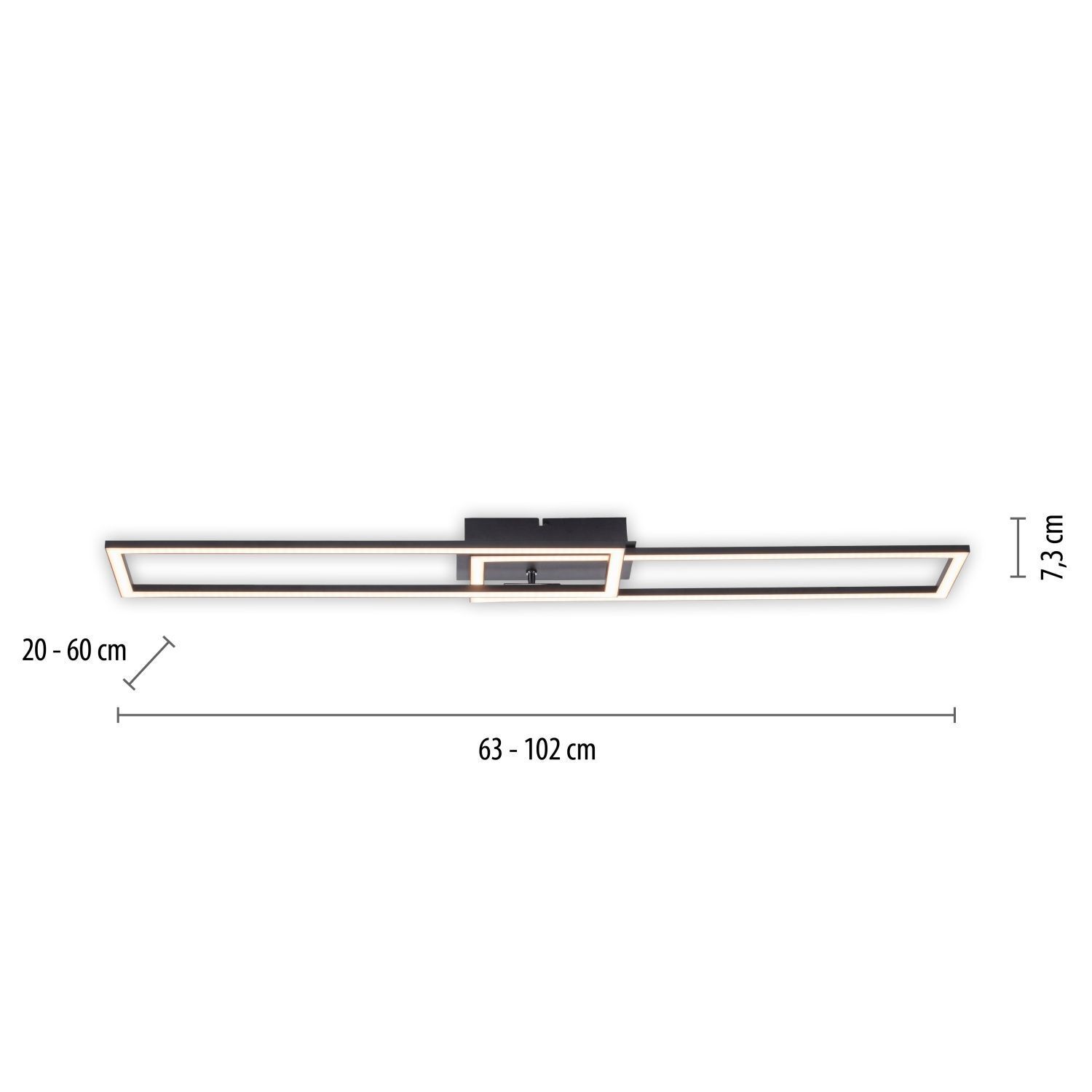 Dimmbare LED Deckenleuchte Schwarz 3000 K 36 W L:102 cm