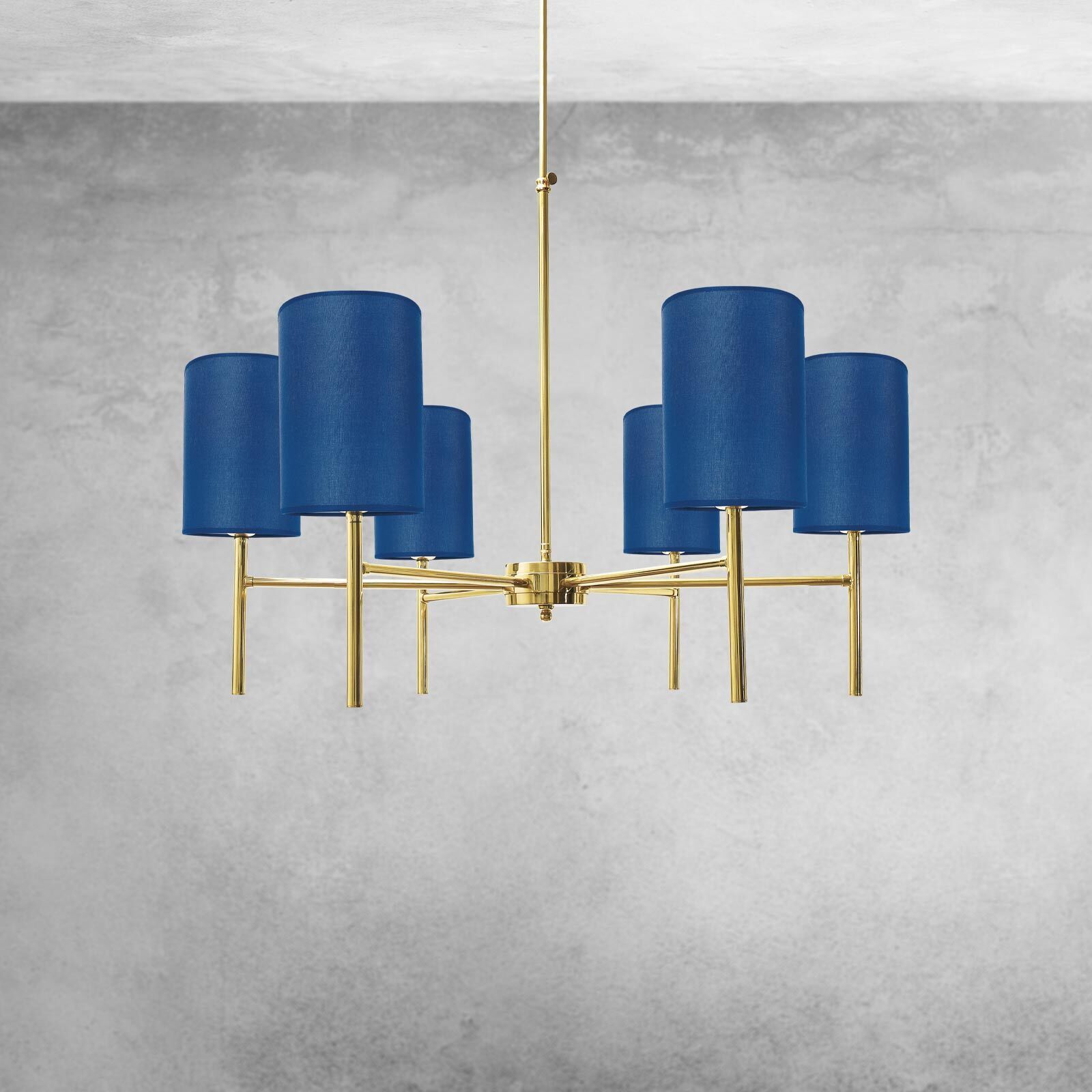 Kronleuchter mit Schirm Ø 88 cm Messing Stoff SOFIS Lampe, Kronleuchter