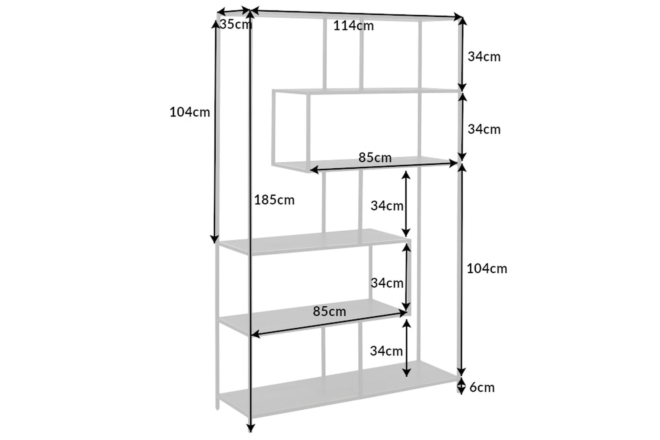 Standregal Schwarz 114 x 185 cm modernes Design VIVEN Standregal Schwarz 114 x 185 cm modernes Design VIVEN