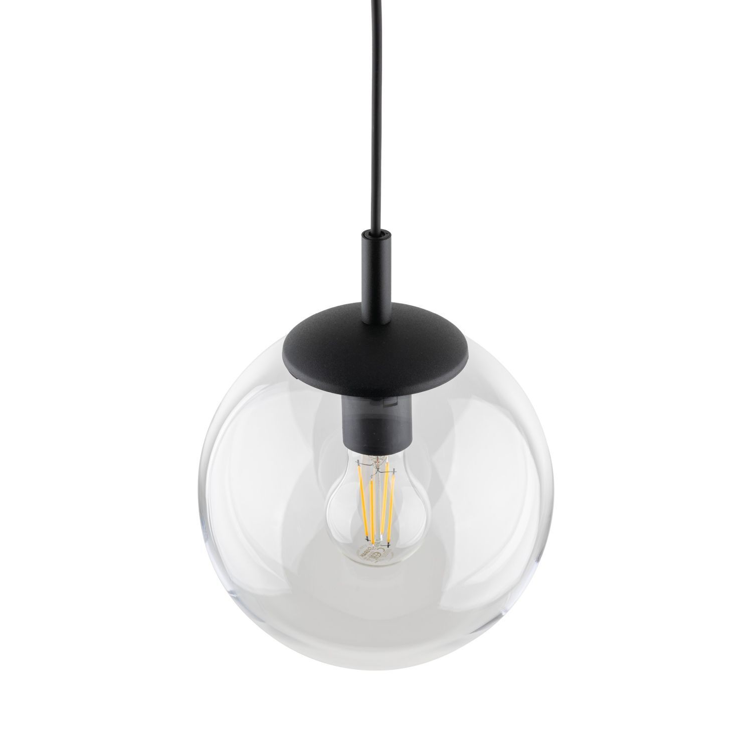 Hängeleuchte Glas Metall Ø 30 cm rund E27 Kugel H: max. 1,7 m