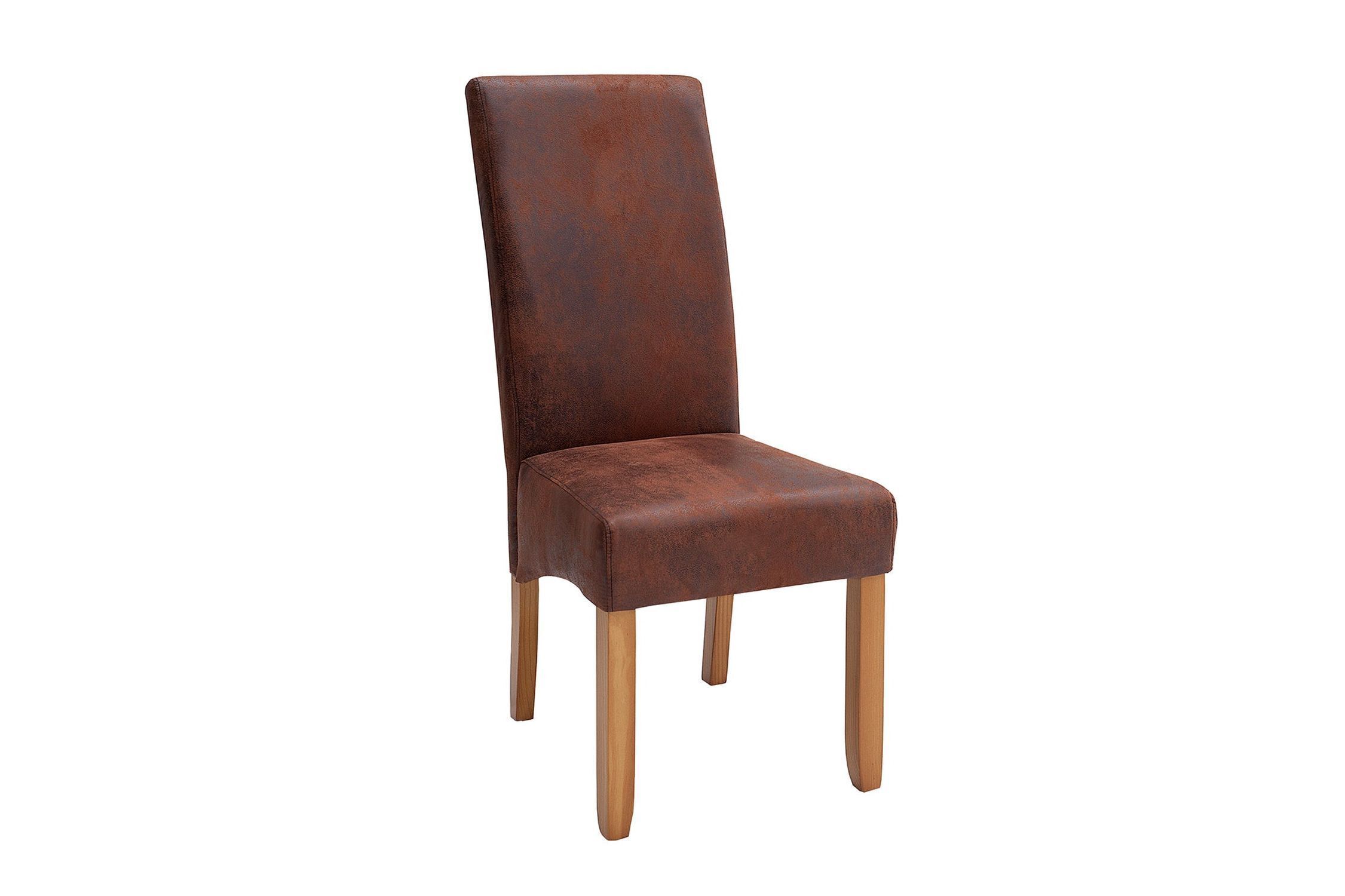 Esszimmerstuhl Stoff Holz ohne Armlehne Braun Kolonialstil
