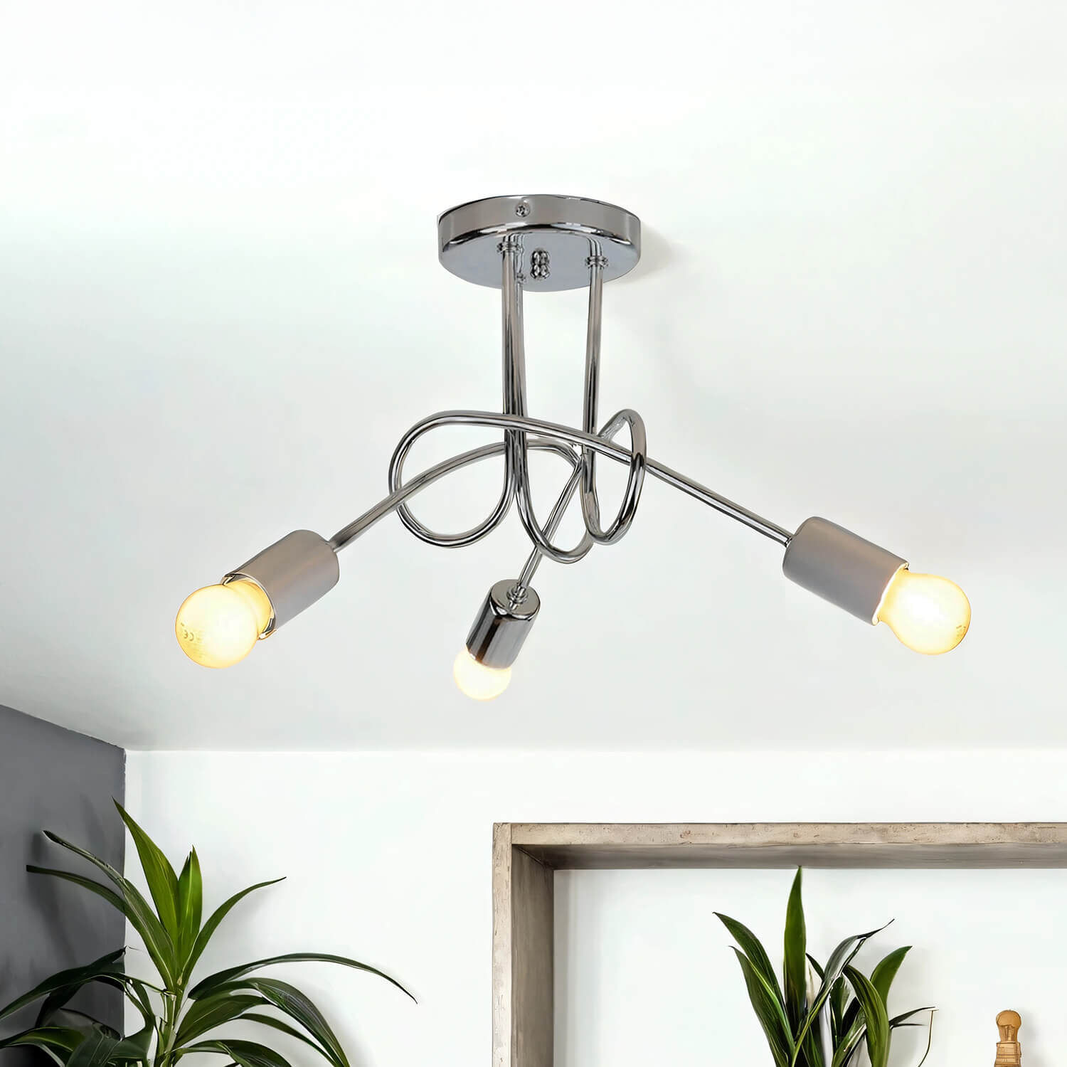 Deckenleuchte in Chrom Wohnzimmer 3-flmg Esszimmer Deckenleuchte, Lampe