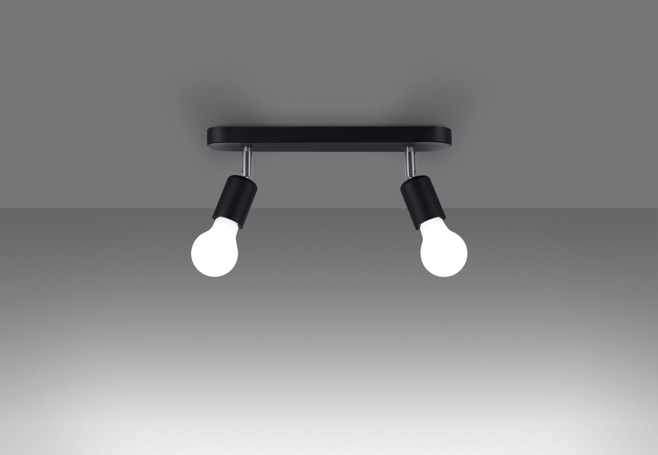 Deckenlampe 2-flammig Schwarz Metall 33 cm lang E27