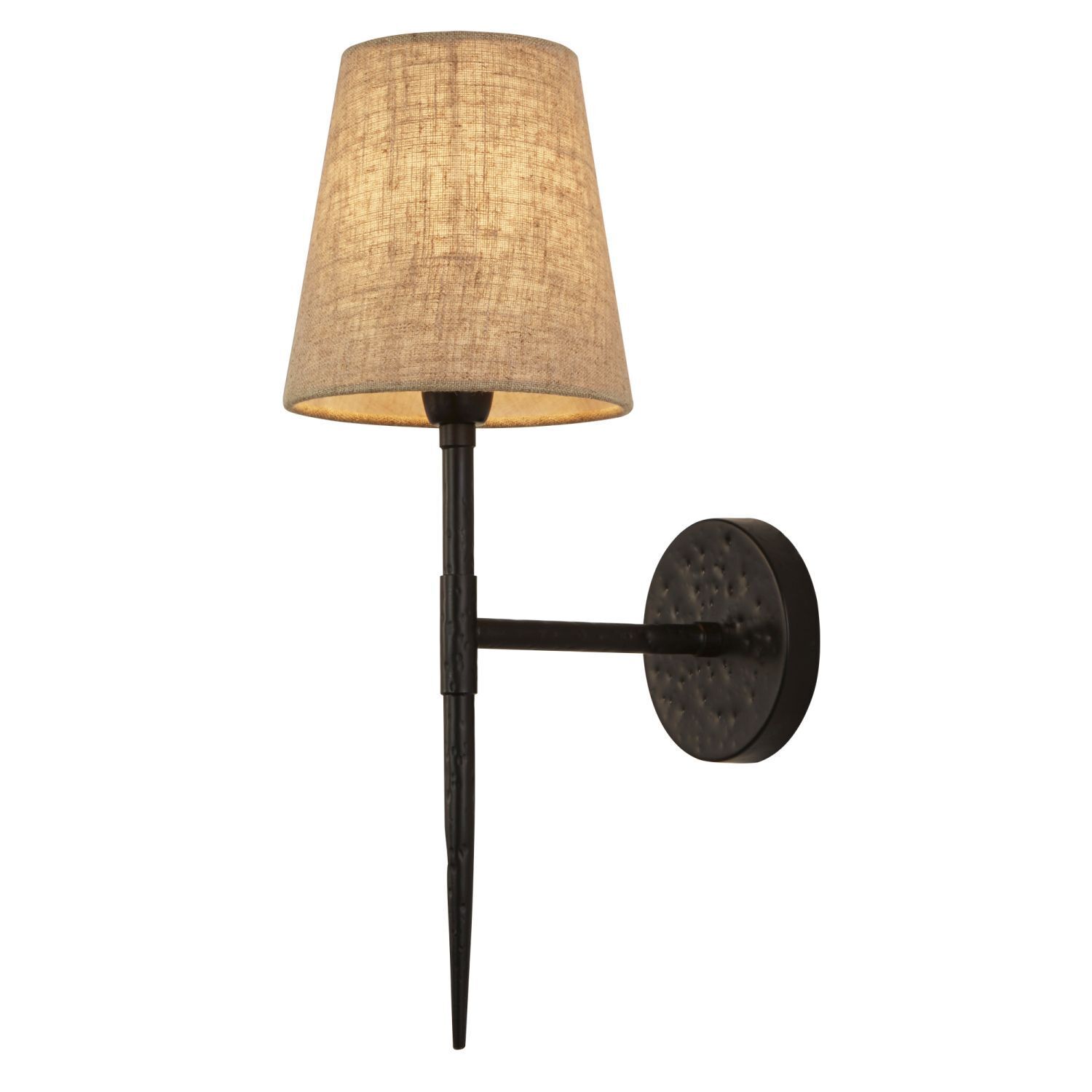 Wandlampe Schwarz Creme H: 43 cm E14 Stoff Metall Rustikal