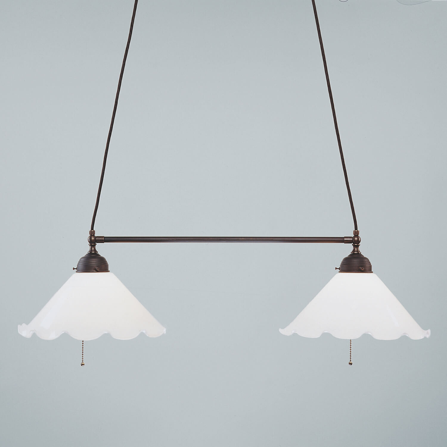 Jugendstil Hängeleuchte 2-fl Antik Messing D1 Lampe, Leuchte, Kronleuchter