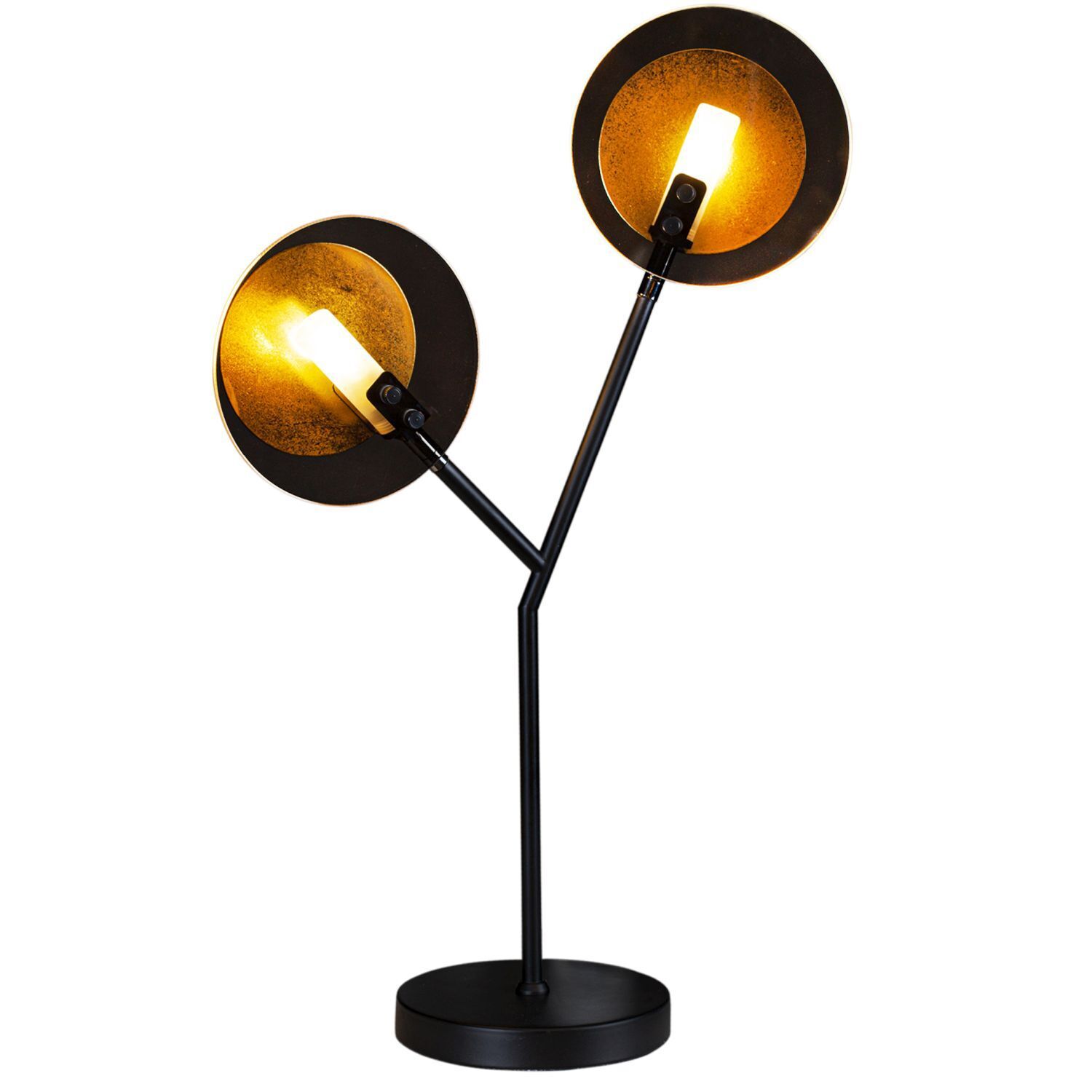 Tischlampe 2-flammmig 59 cm Schwarz Gold aus Glas Metall