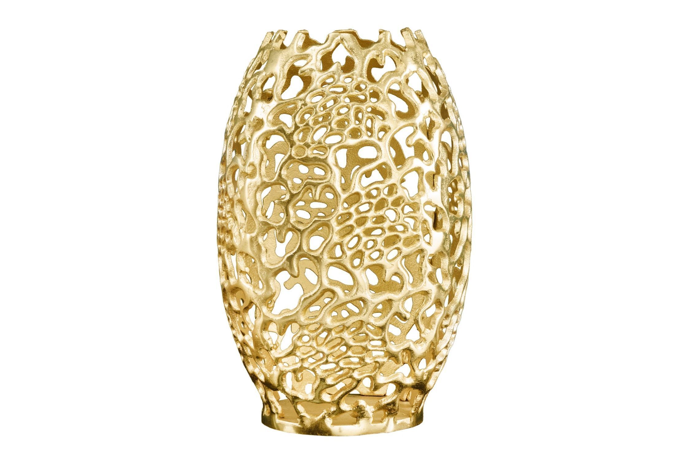 Deko Vase Metall H: 50 cm groß in Gold Handarbeit