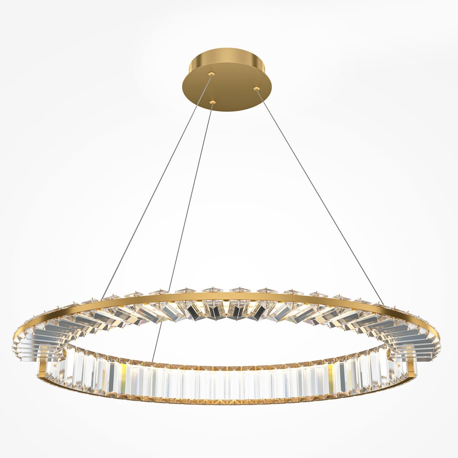 LED Kronleuchter Kristall Metall rund D: 62 cm in Gold Leuchter, Lampe, Deckenleuchte