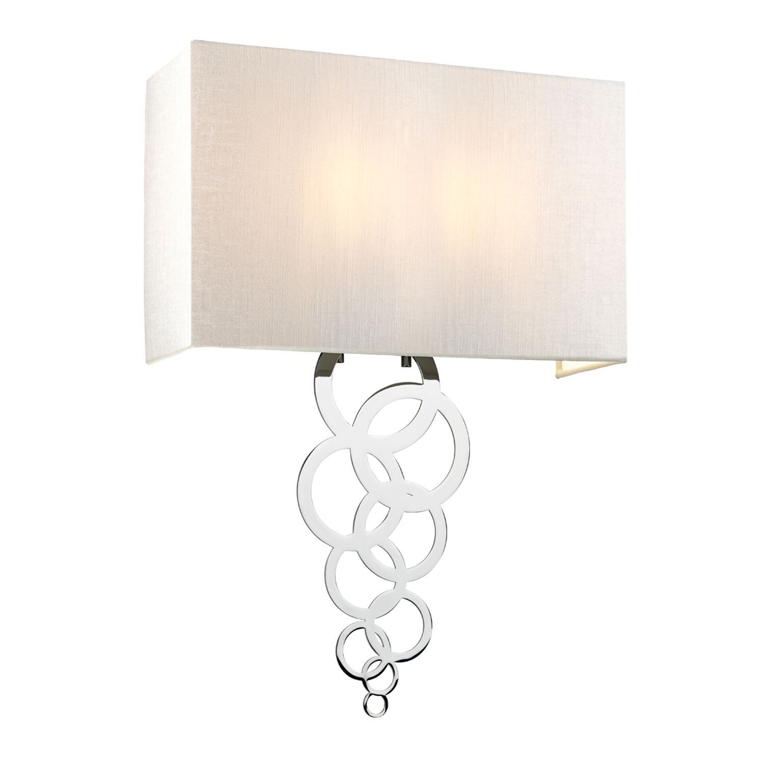 Wandlampe Stoff Metall in Creme Chrom Modern eckig