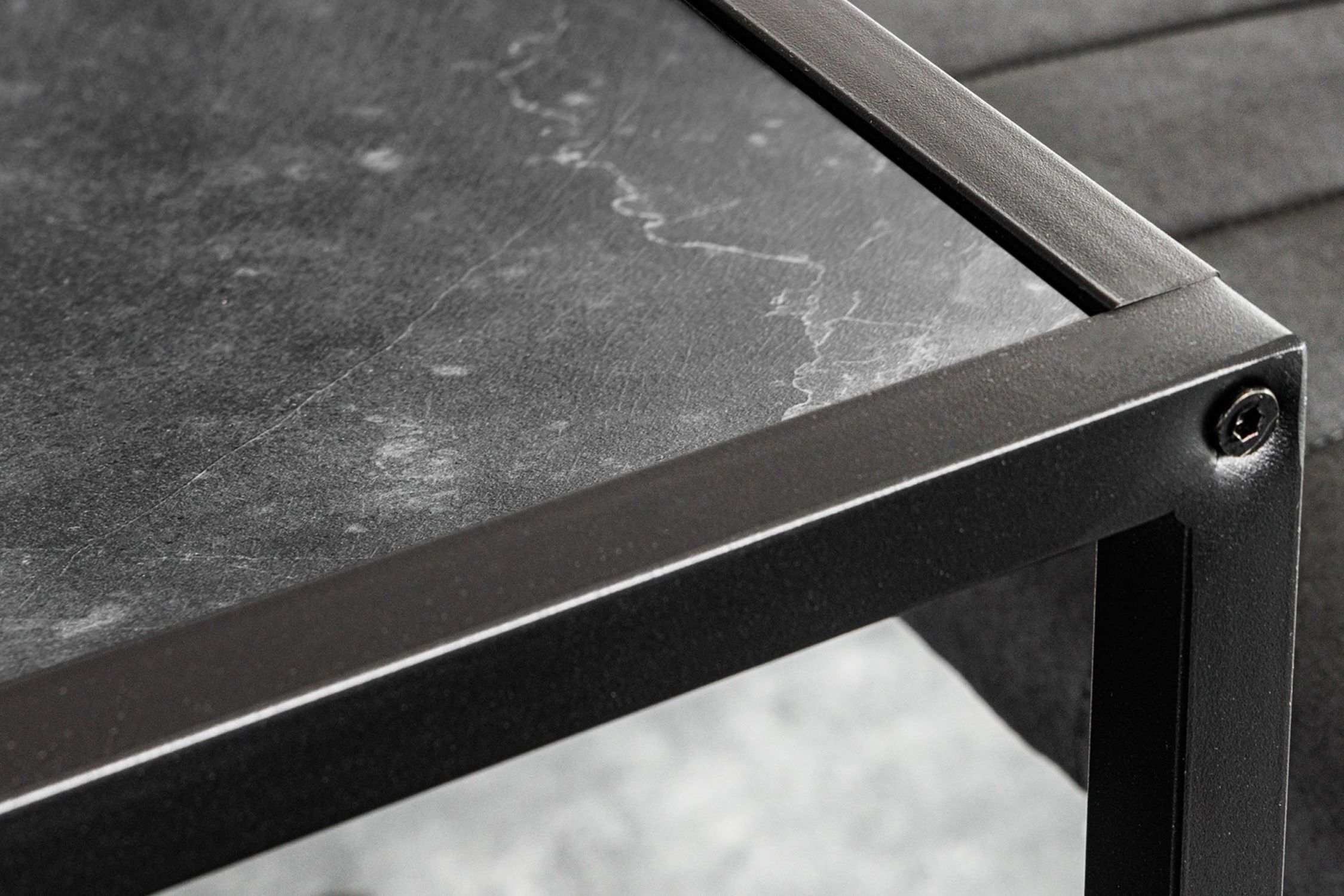 Bartisch Marmor Optik Schwarz 120 x 60 cm Metall MDF Schiefer, Mobiliar, Tabelle, Kaffeetisch