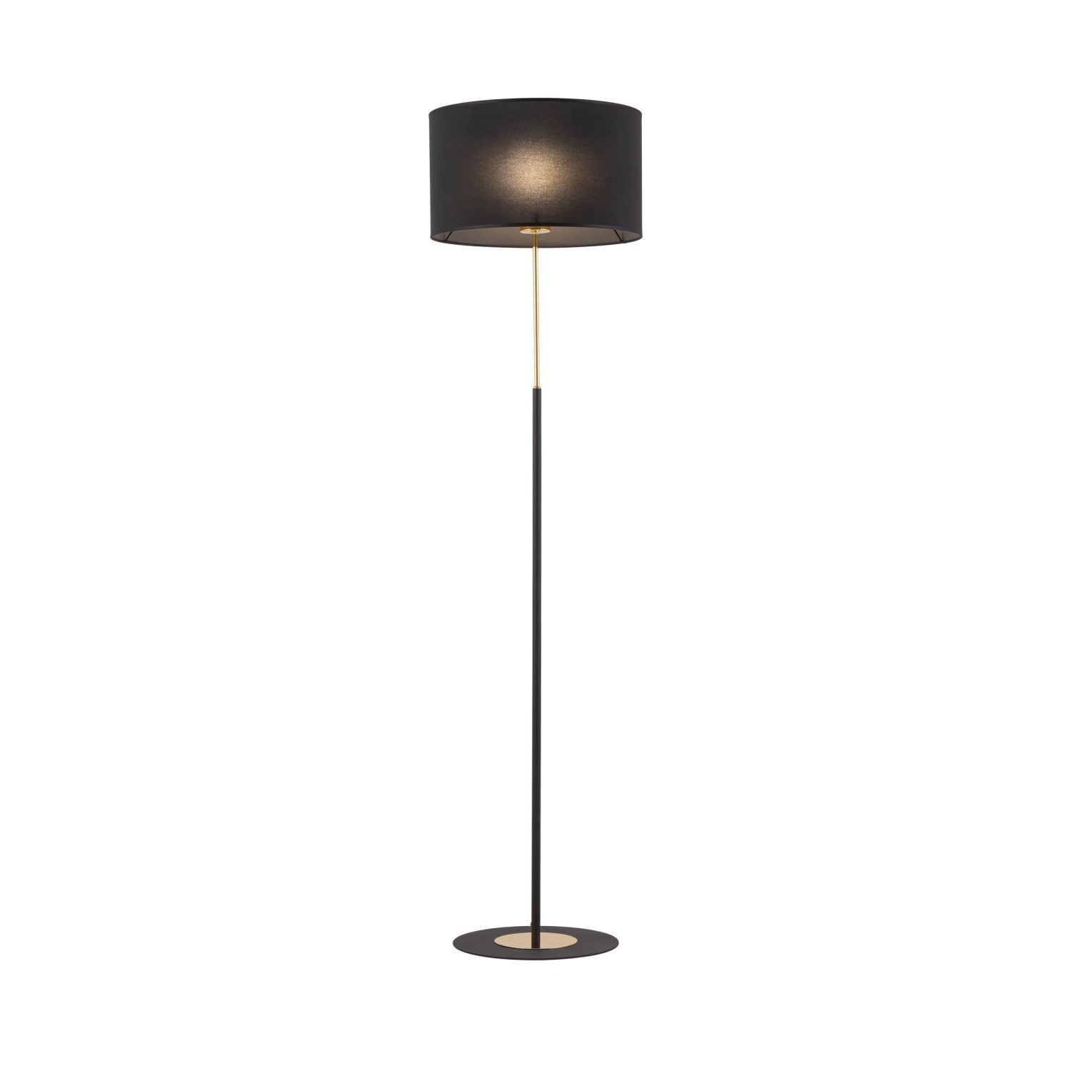 Stehleuchte Stoffschirm Metall E27 150 cm Schwarz Gold fußbodenlampe, schwarz, hoch, lampenschirm, verstellbar