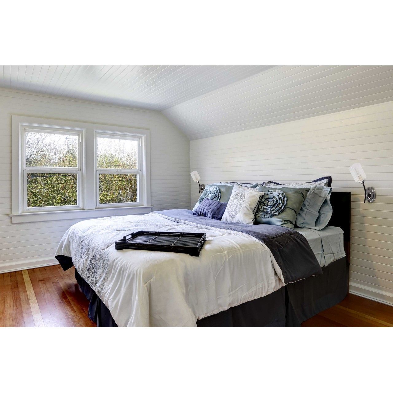 Drinnen, Innenarchitektur, Bett, Mobiliar, Holzpaneele