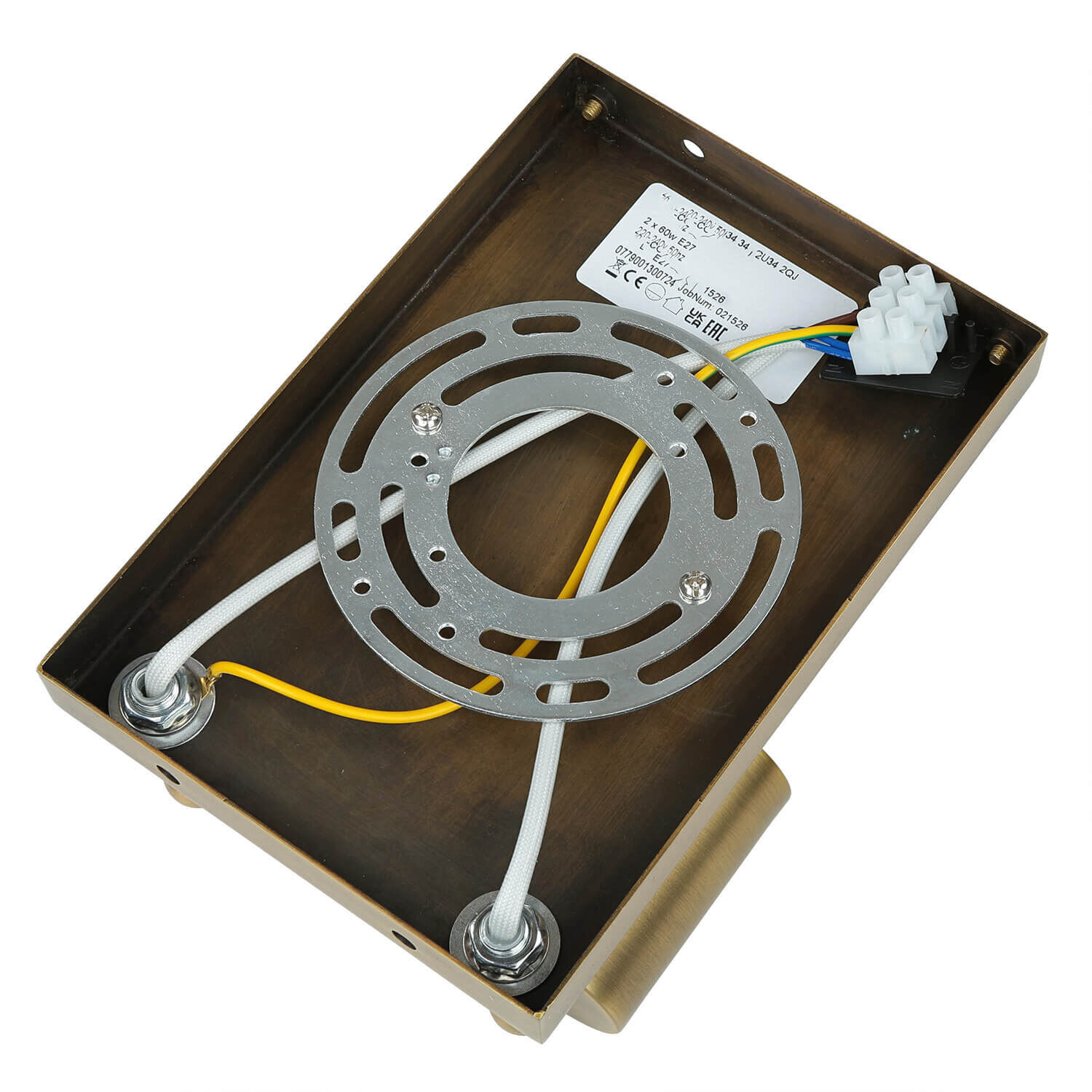 Wandleuchte Stoff Up Down in Creme Messing GRASTA Verkabelung, Maschine, Rad