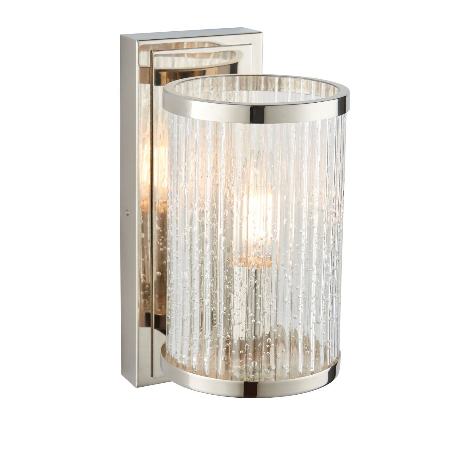 Wandleuchte Glas Metall H: 21,5 cm klein in Nickel E14