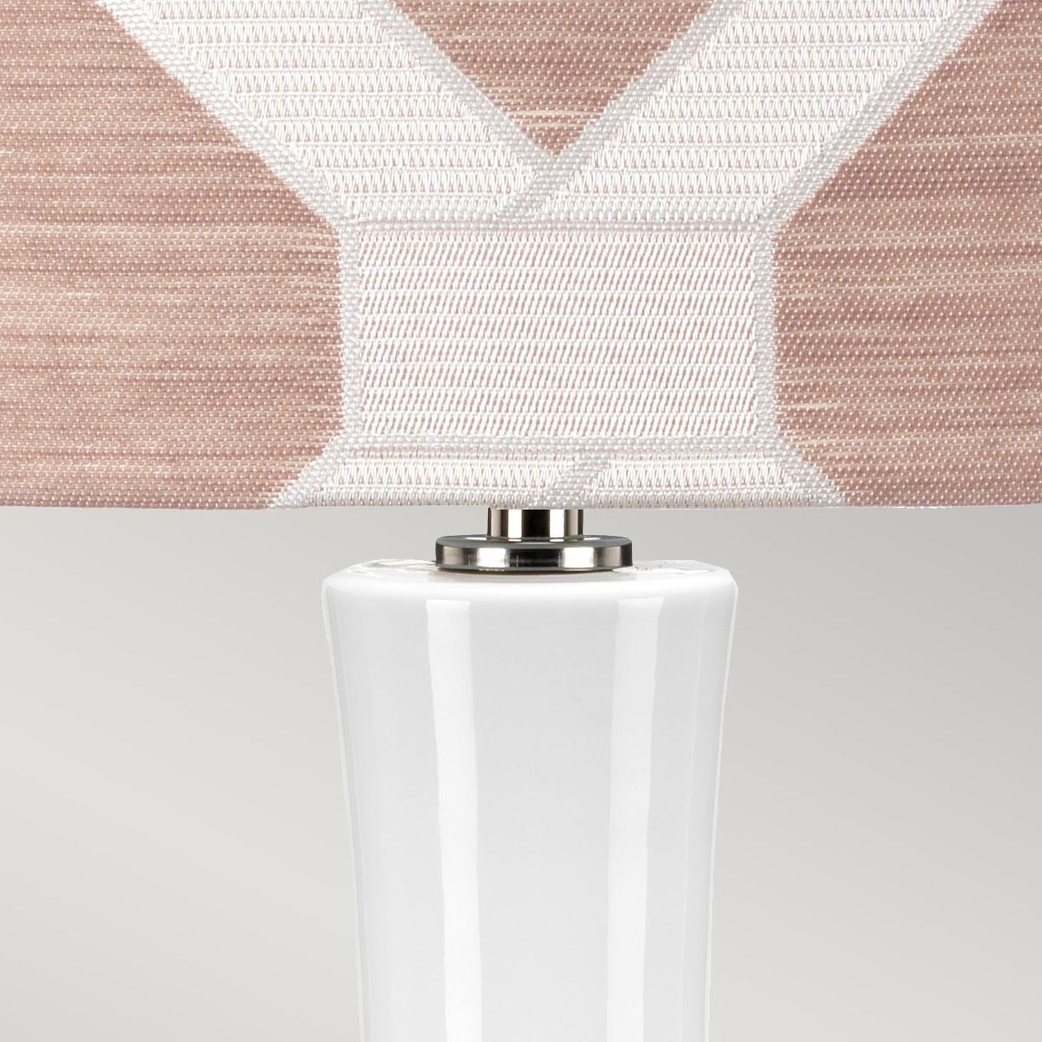Tischlampe Keramik Stoff E27 69 cm hoch Weiß Rosa