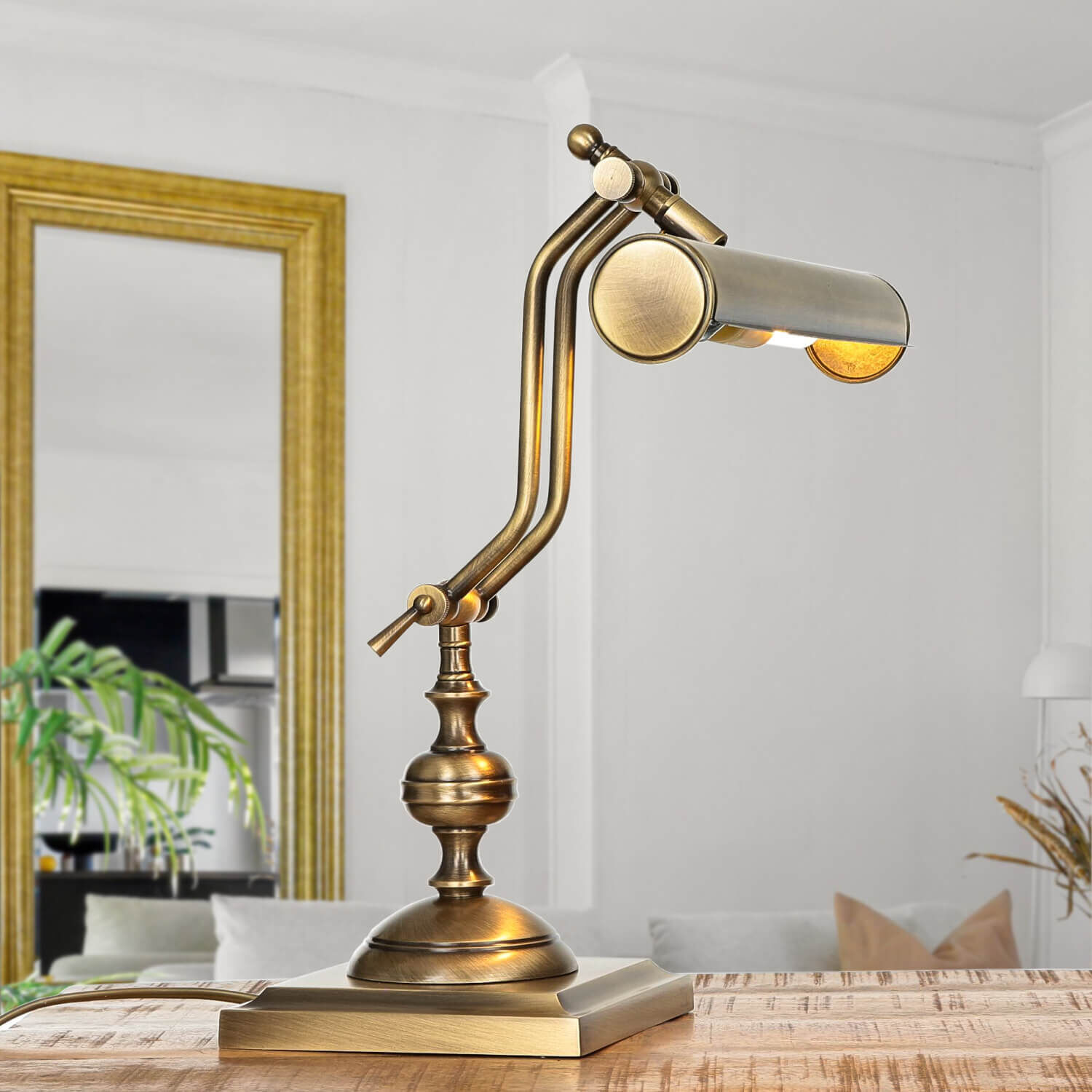 Tischlampe Bronze aus Echt-Messing Premium Lampe, Tischlampe