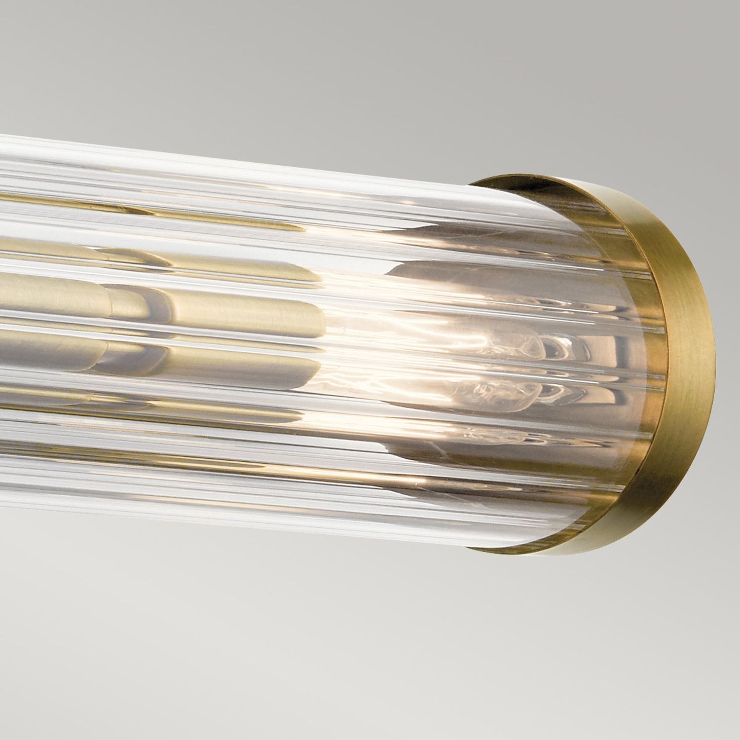 Wandlampe Badezimmer Glas Metall E14 IP44 B: 69,1 cm in Messing