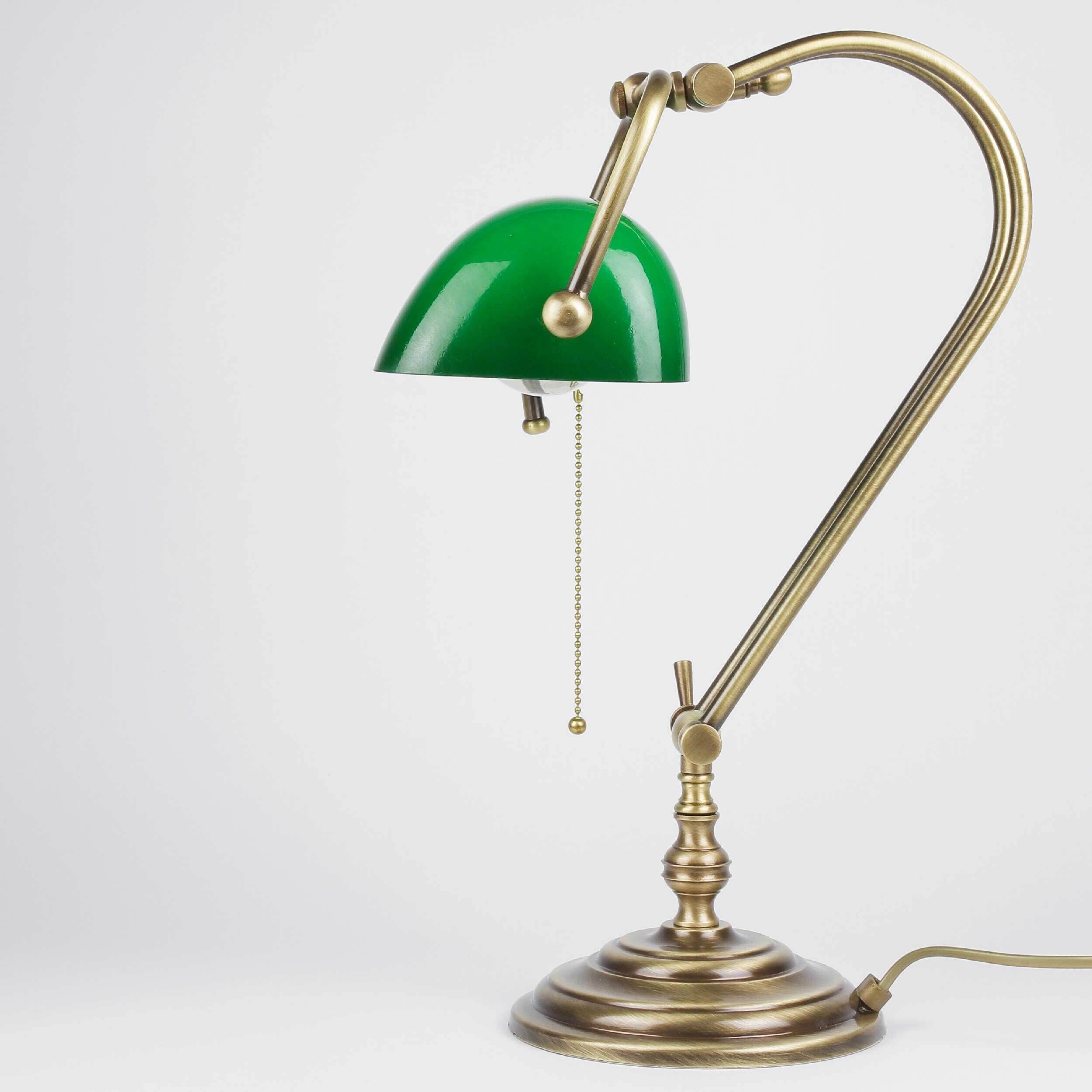 Banker Tischlampe aus Echt-Messing in Bronze