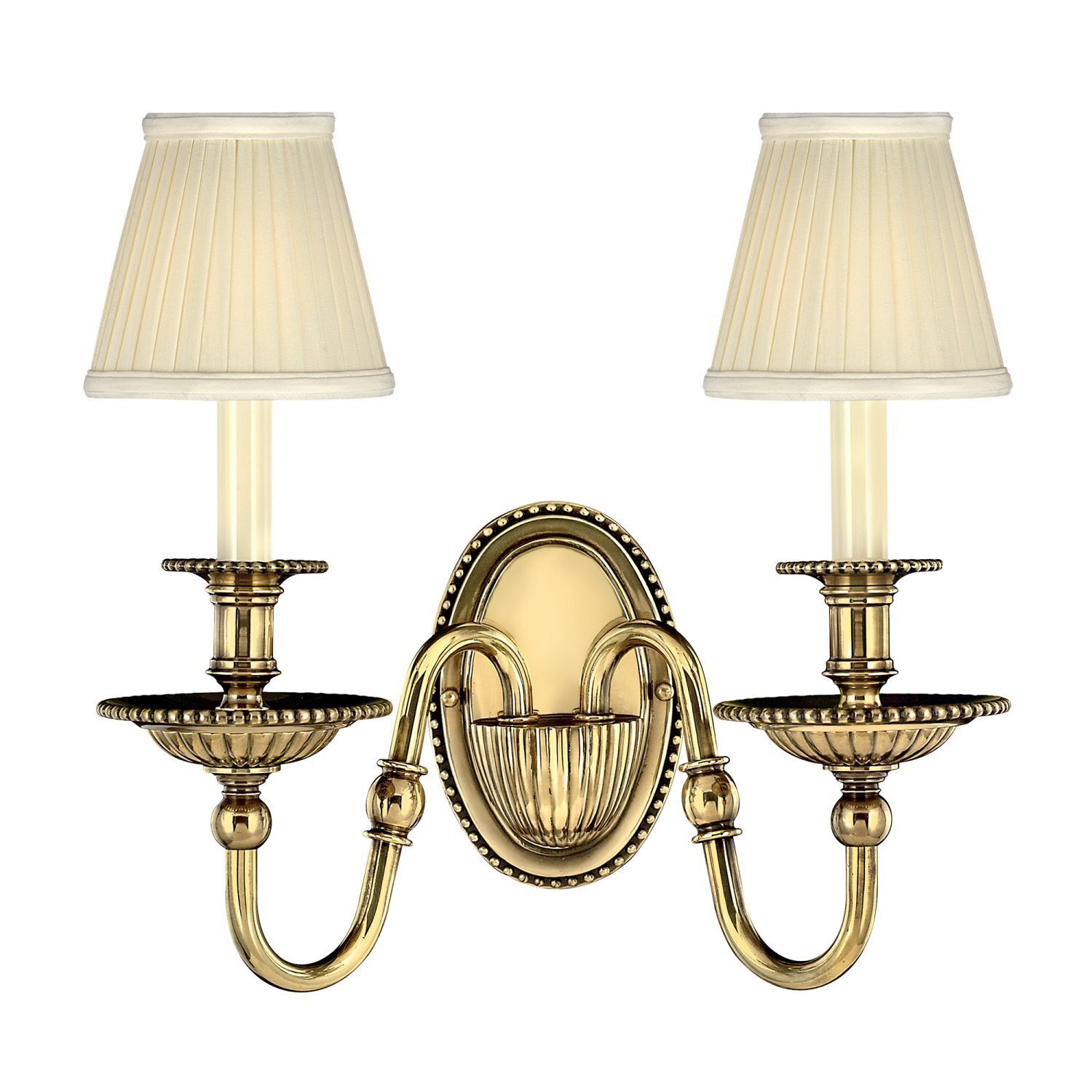 Wandleuchte Messing Stoff 2-flammig Barock Design