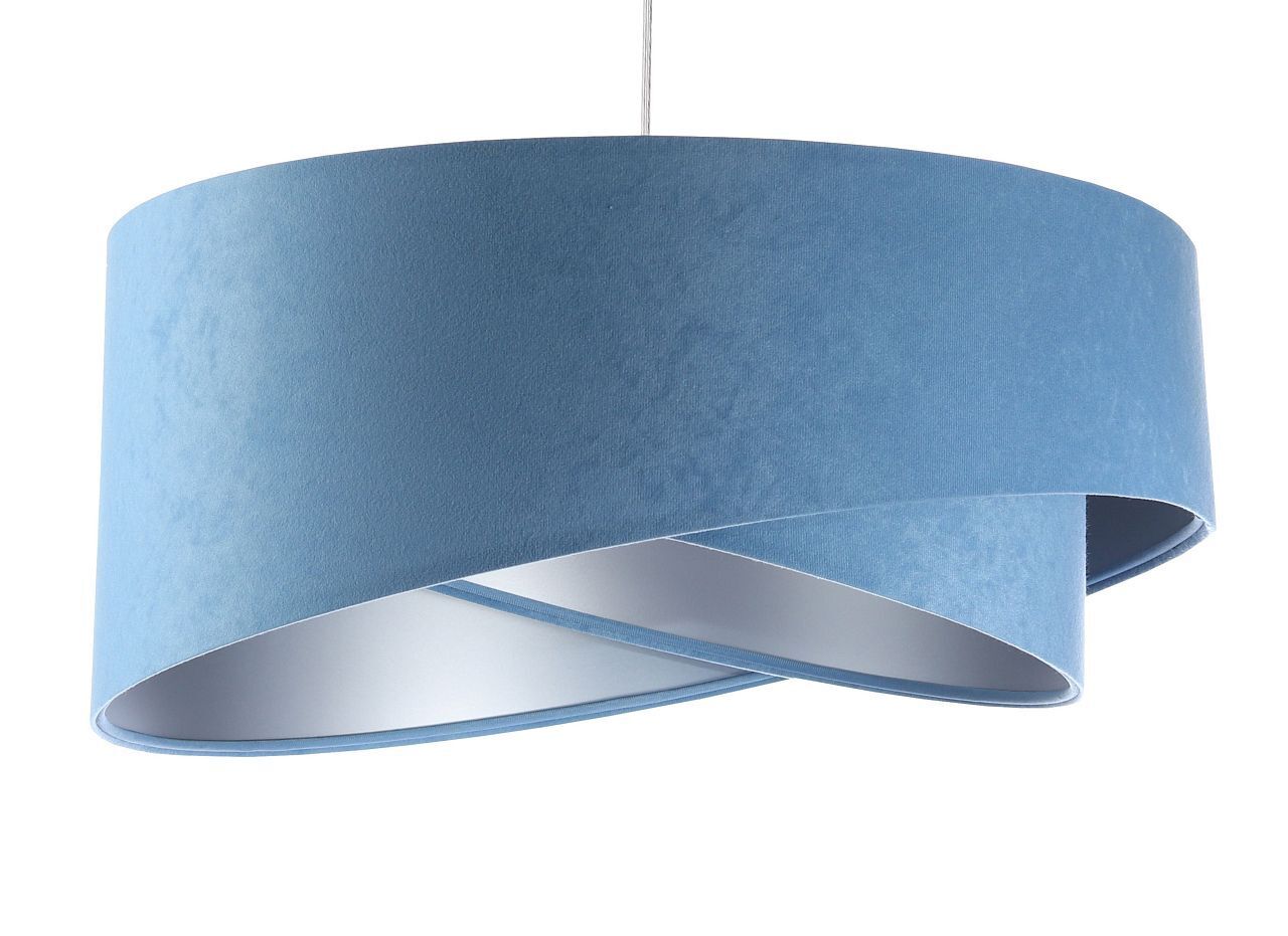 Pendelleuchte Blau Silber E27 rund Ø 50 cm Velours Optik