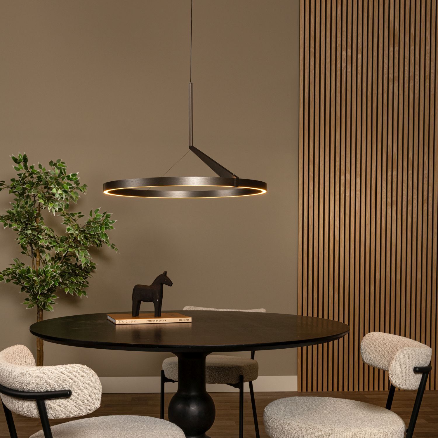 LED Hängelampe Aluminium Grau B:60 cm 2700 K edel pendant light, ring lamp, schwarz, runder, Esstischraum