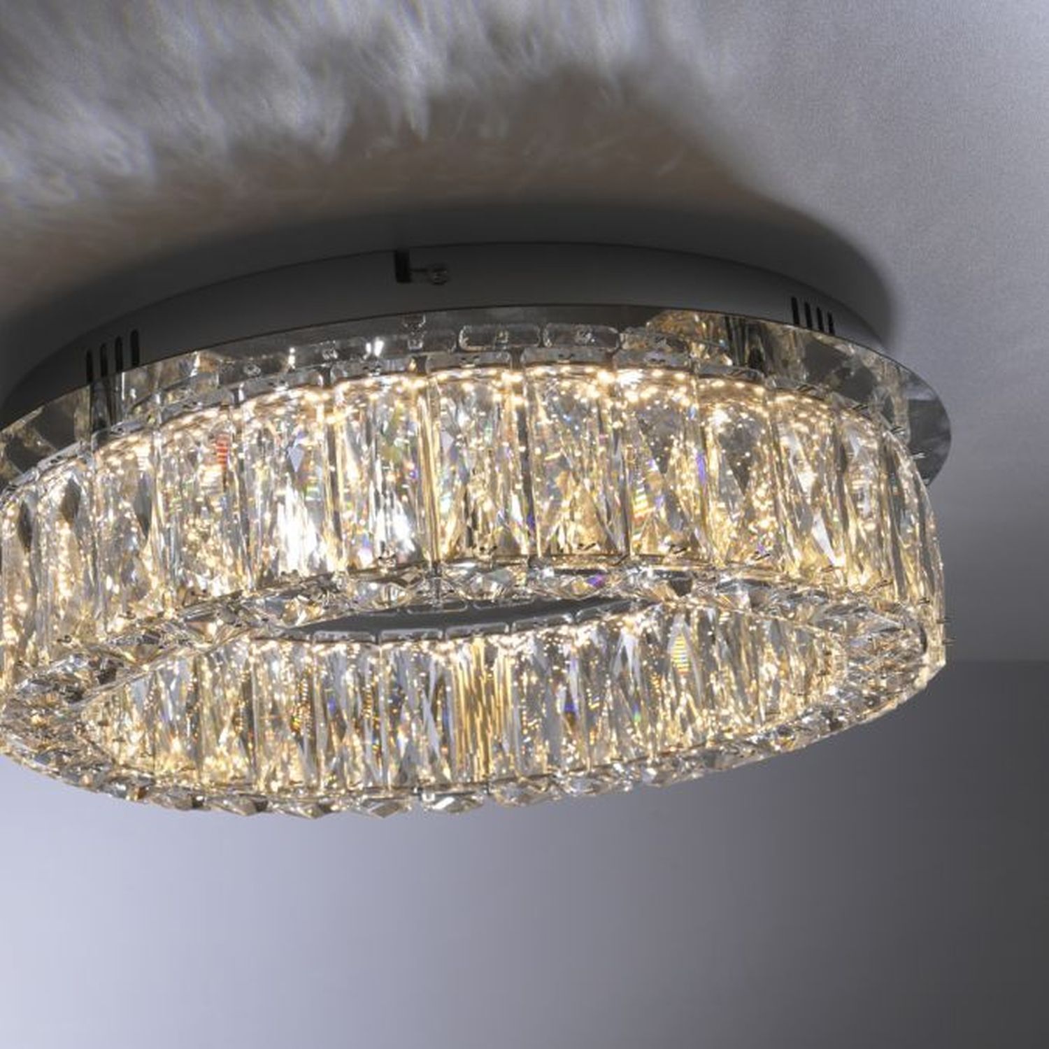 Dimmbare LED Deckenlampe in Chrom Acrylglas Ø40 cm 22 W