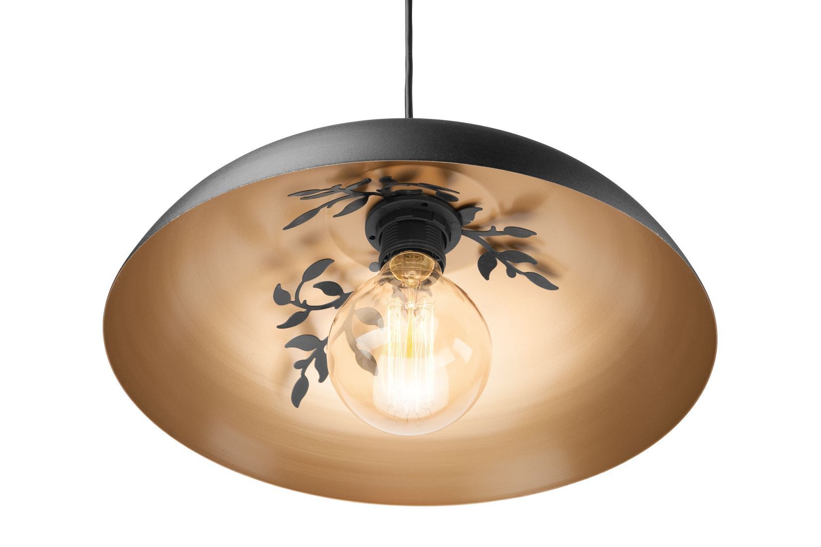 Pendelleuchte EIRELA in Schwarz Gold Retro