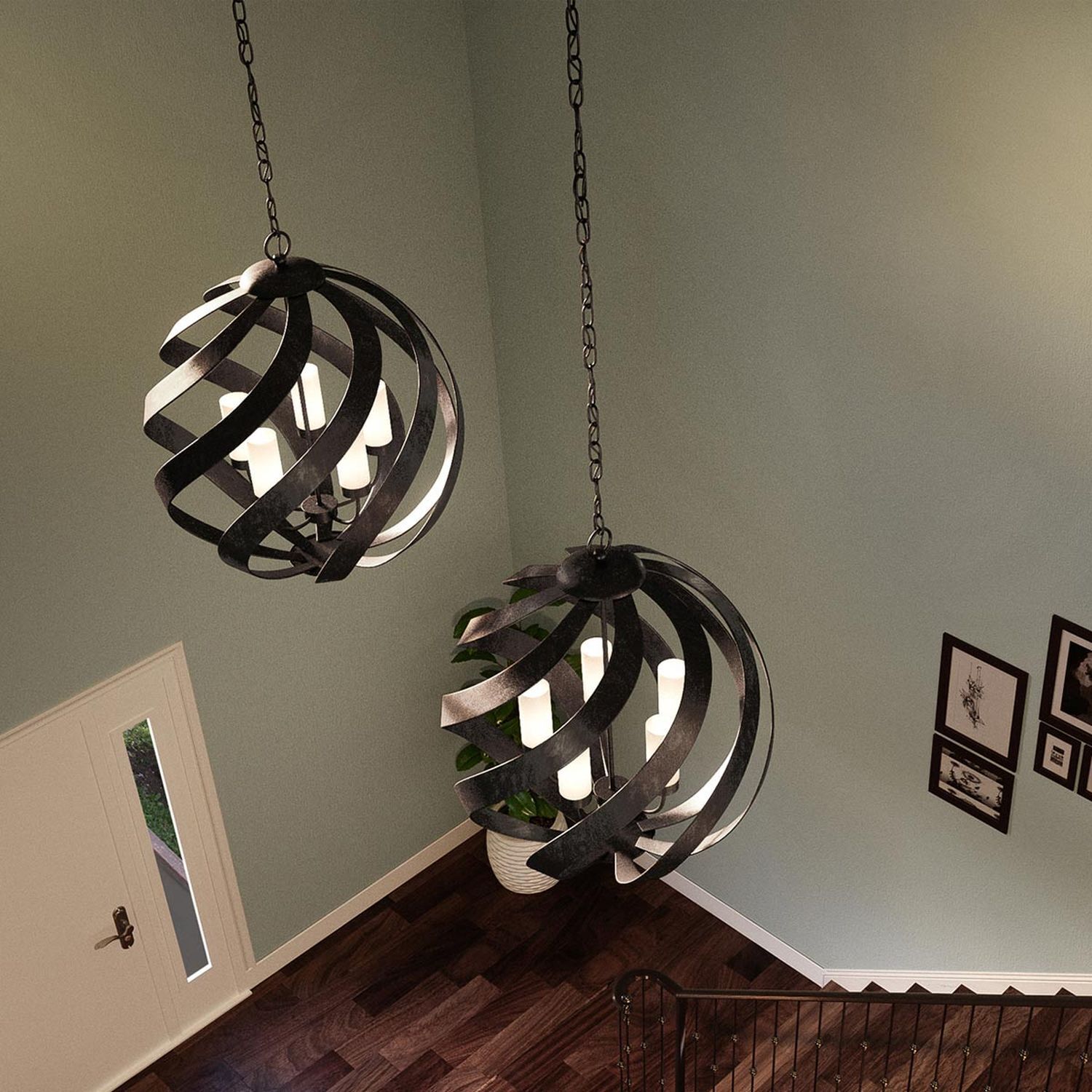 Außenlampe hängend Ø 66 cm groß höhenverstellbar IP44 E14