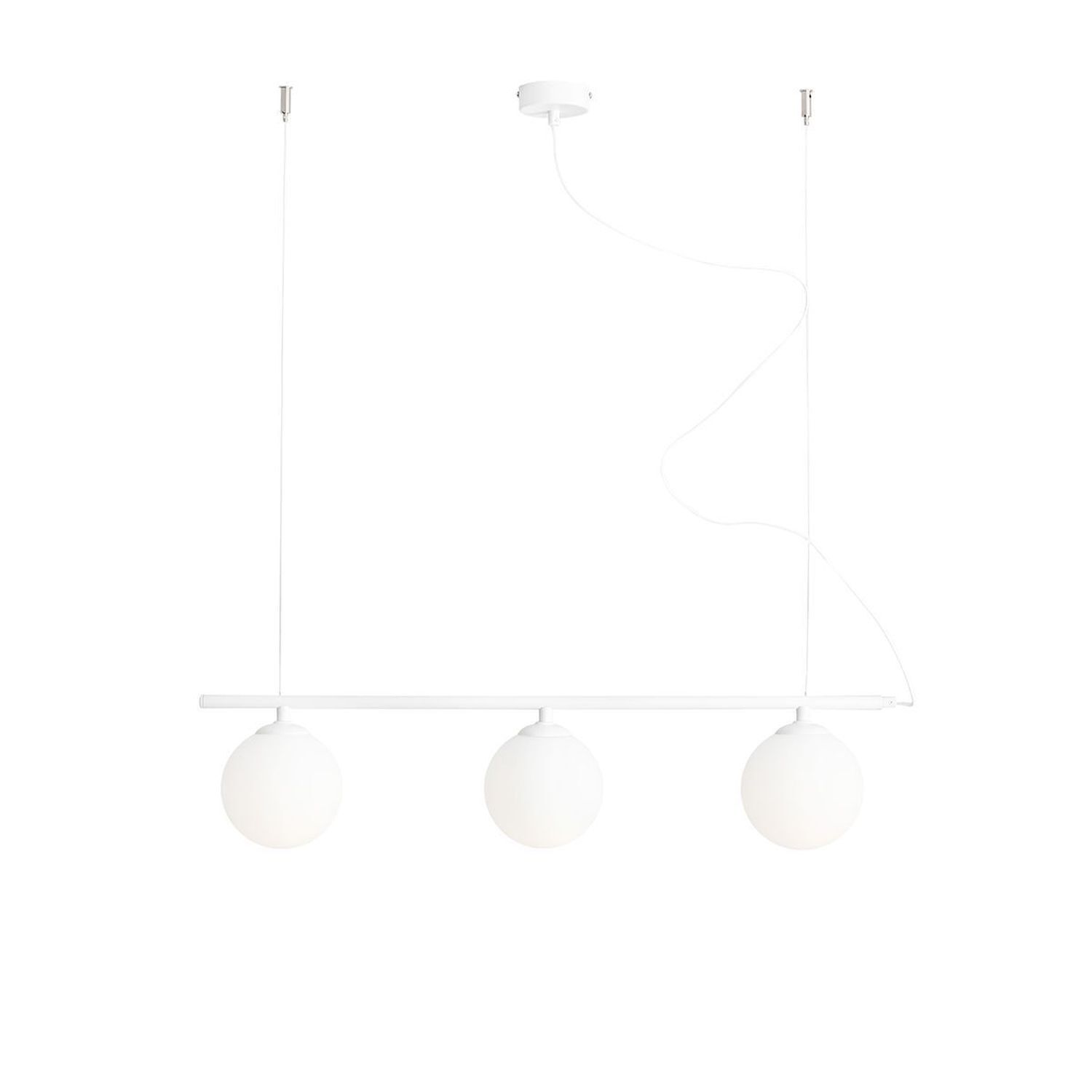 Längliche Hängelampe Glas Metall Weiß 3-flmg E14 80 cm