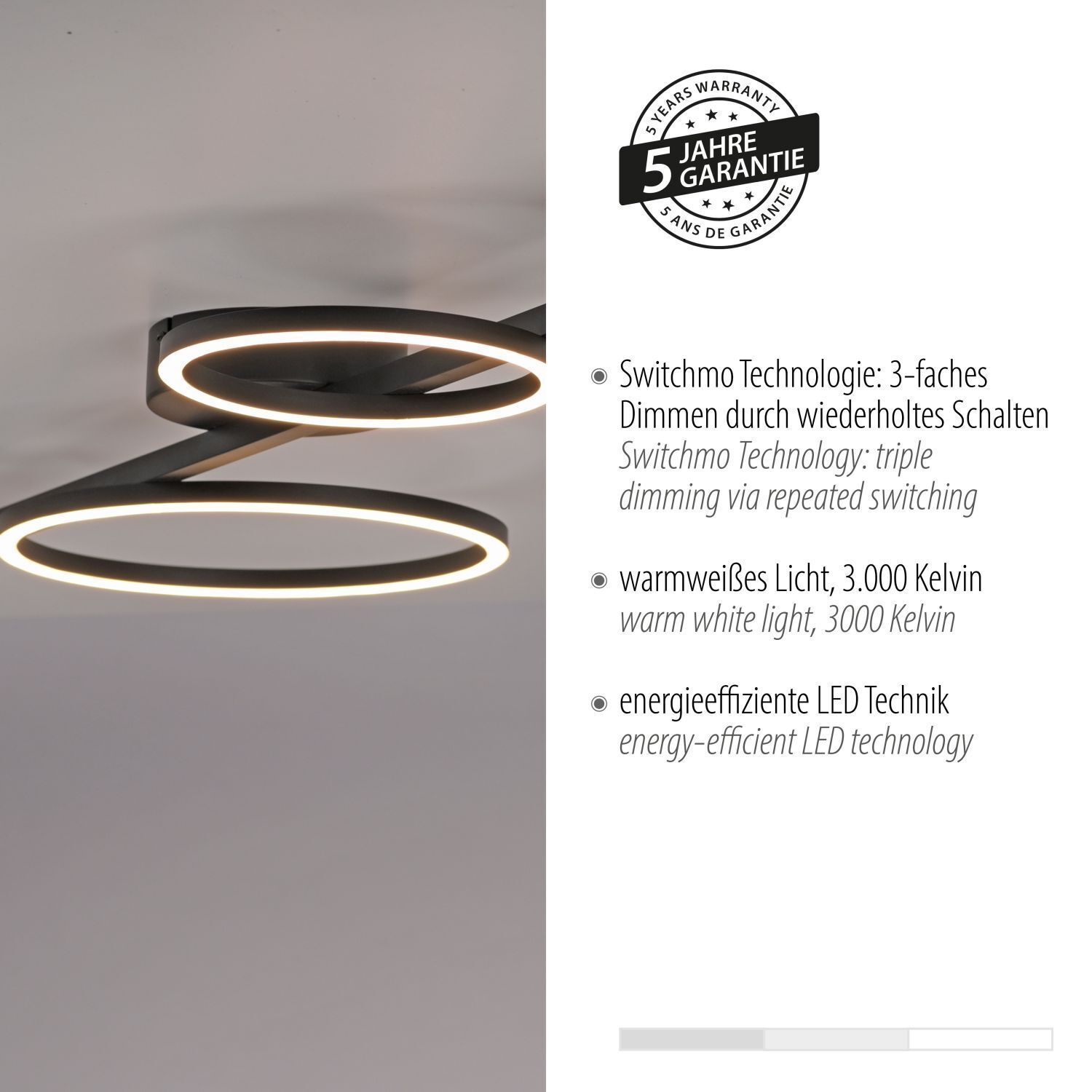 Schwarze LED Deckenlampe Metall 120 cm länglich 4850 lm