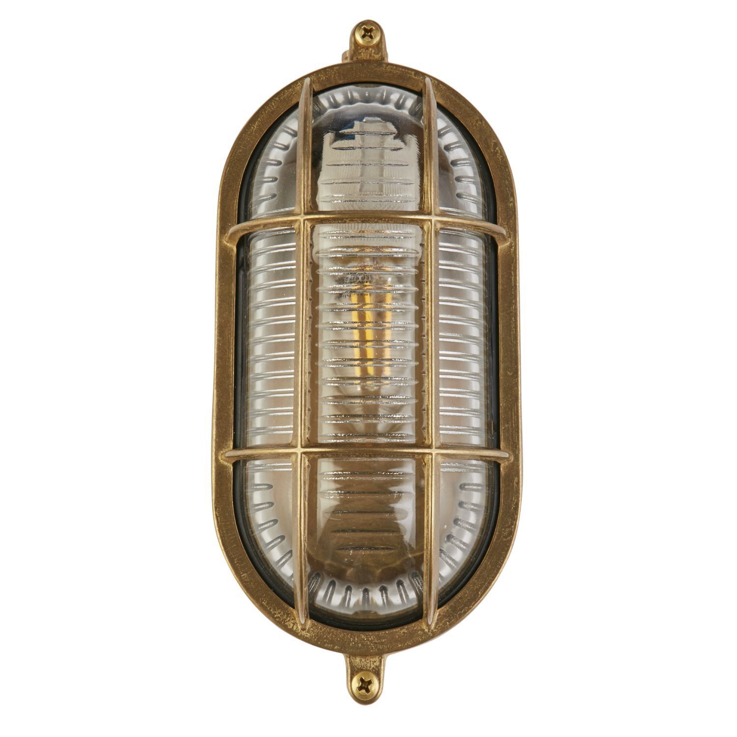 Außenwandlampe Messing Glas IP64 E27 Maritim H: 23,5 cm