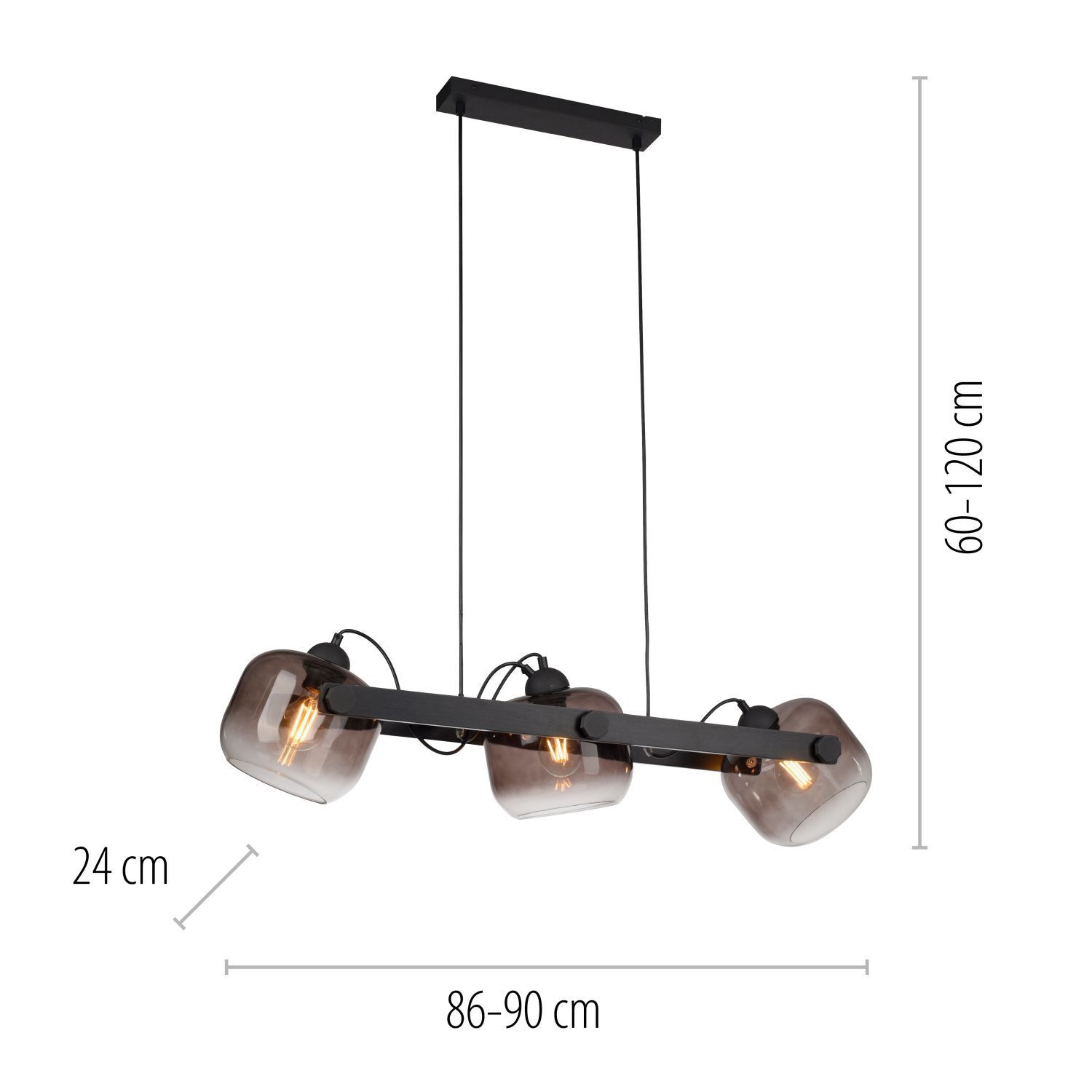 Blendarme Hängelampe Glas Metall E27 90 cm schwenkbar