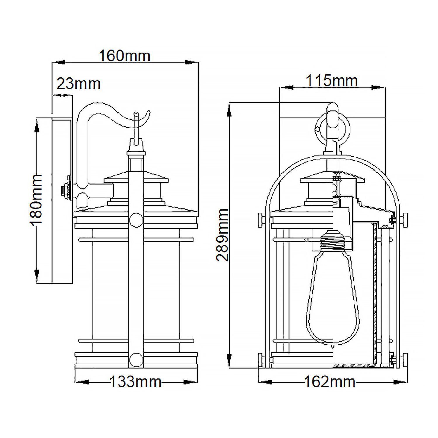 Wandleuchte außen E27 IP44 H: 28,9 cm Aluminium Glas