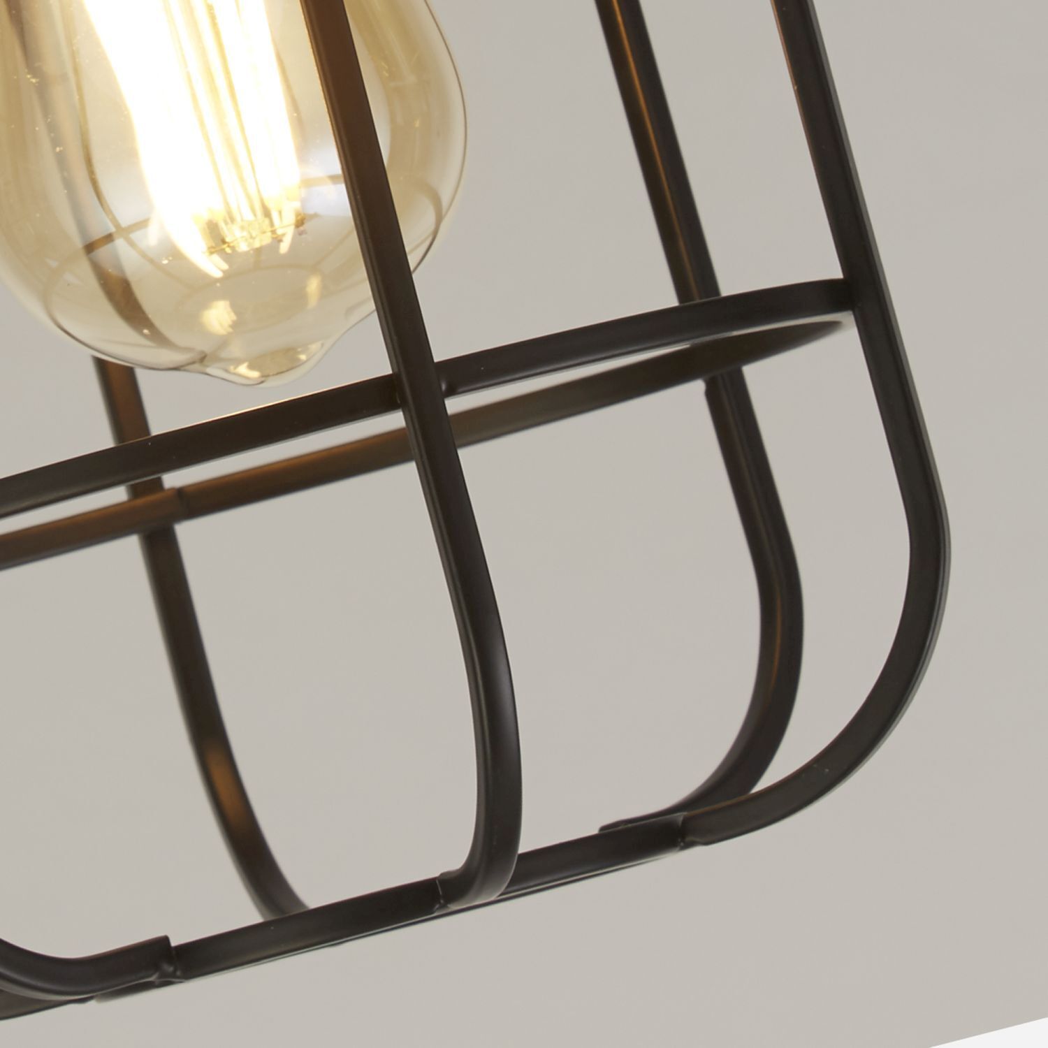 Deckenlampe E27 Holz Metall Draht B:15 cm Industrial