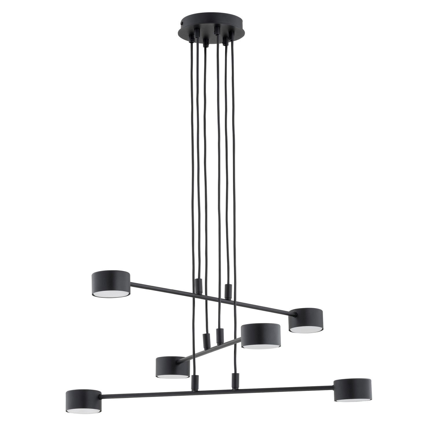 Pendelleuchte Schwarz Metall B: 70 cm verstellbar 6x GX53 Leuchter, Lampe