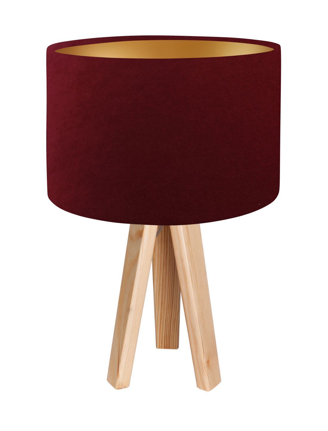 Holz Tischleuchte Bordeaux Gold Retro 46cm Lampe