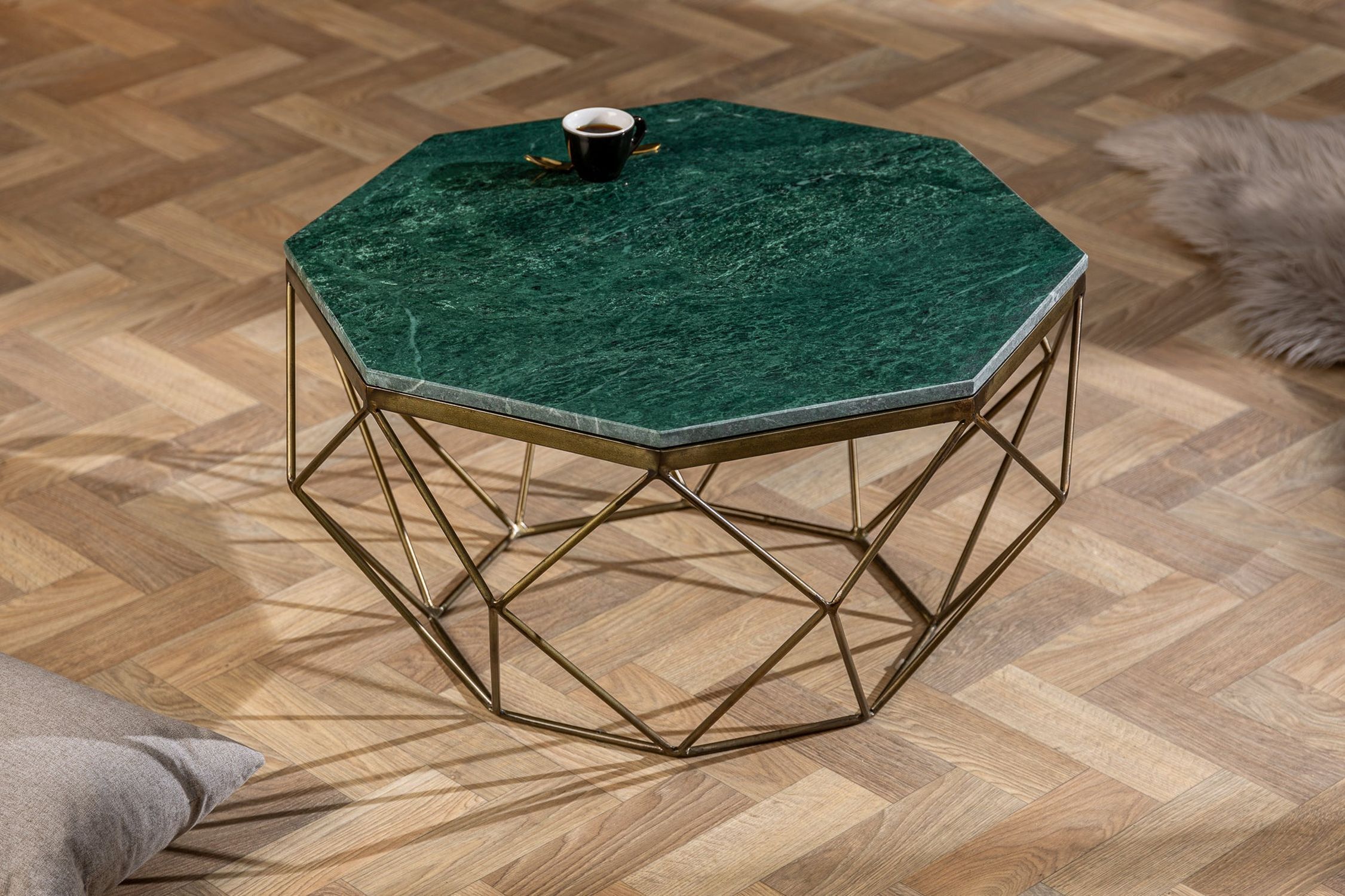 Couchtisch Marmor Metall in Grau Schwarz 70 x 70 cm