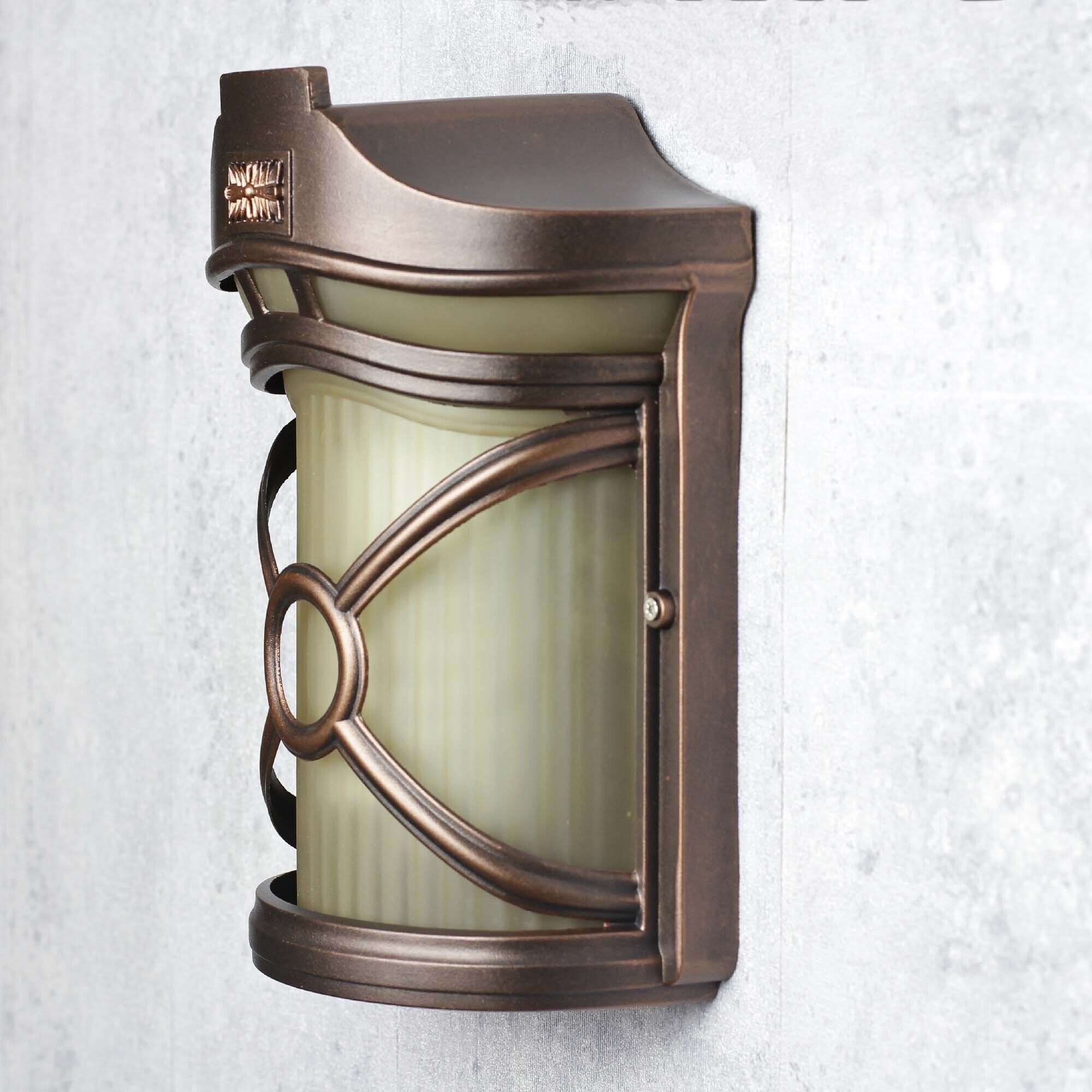 Rustikale Außen Wandleuchte Braun Antik Riffelglas Postfach