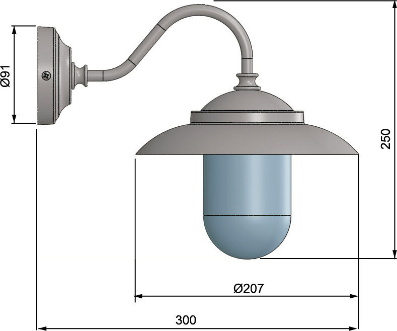 Wandlampe Außen Chrom aus Messing Hof Maritim