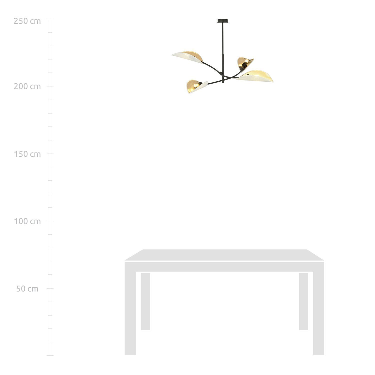 Deckenlampe Modern B: 102 cm drehbar 4x E14 Metall Stoff