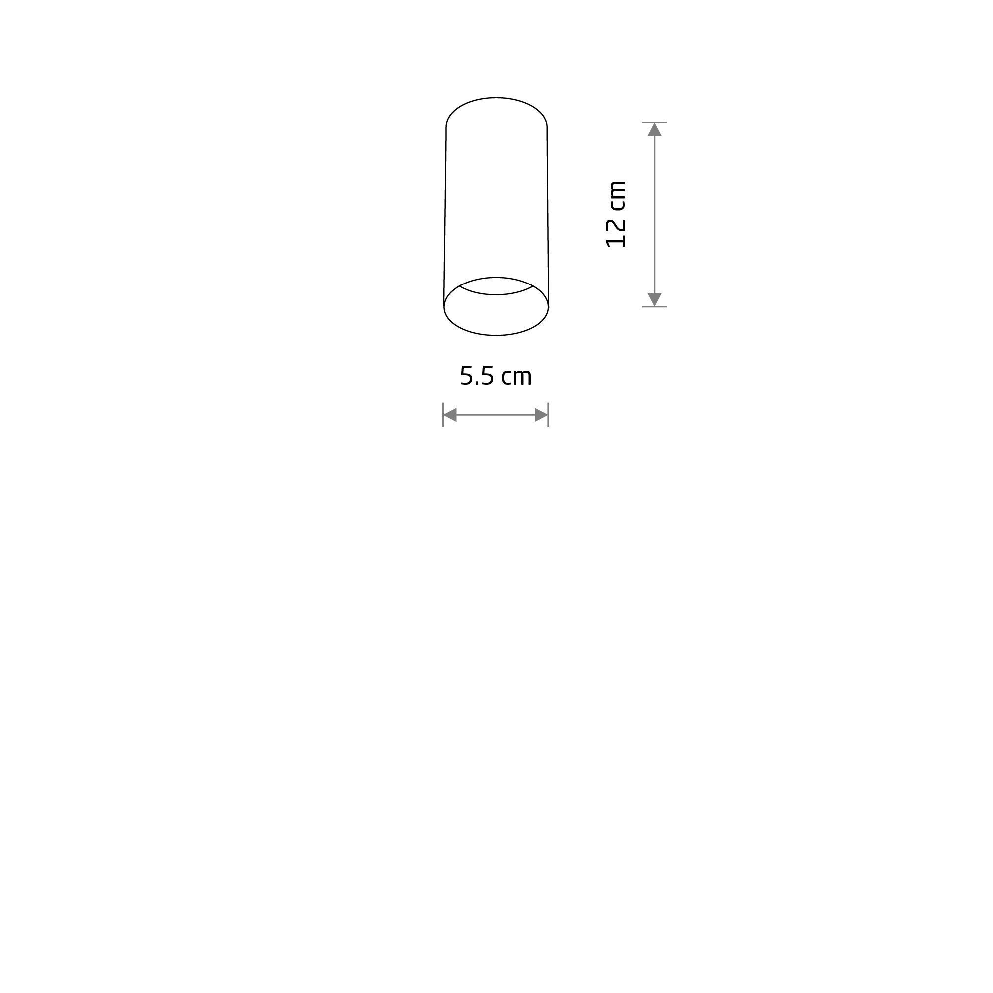 Zylinder, Abmessungen, 12 cm, 5,5 cm, Abbildung