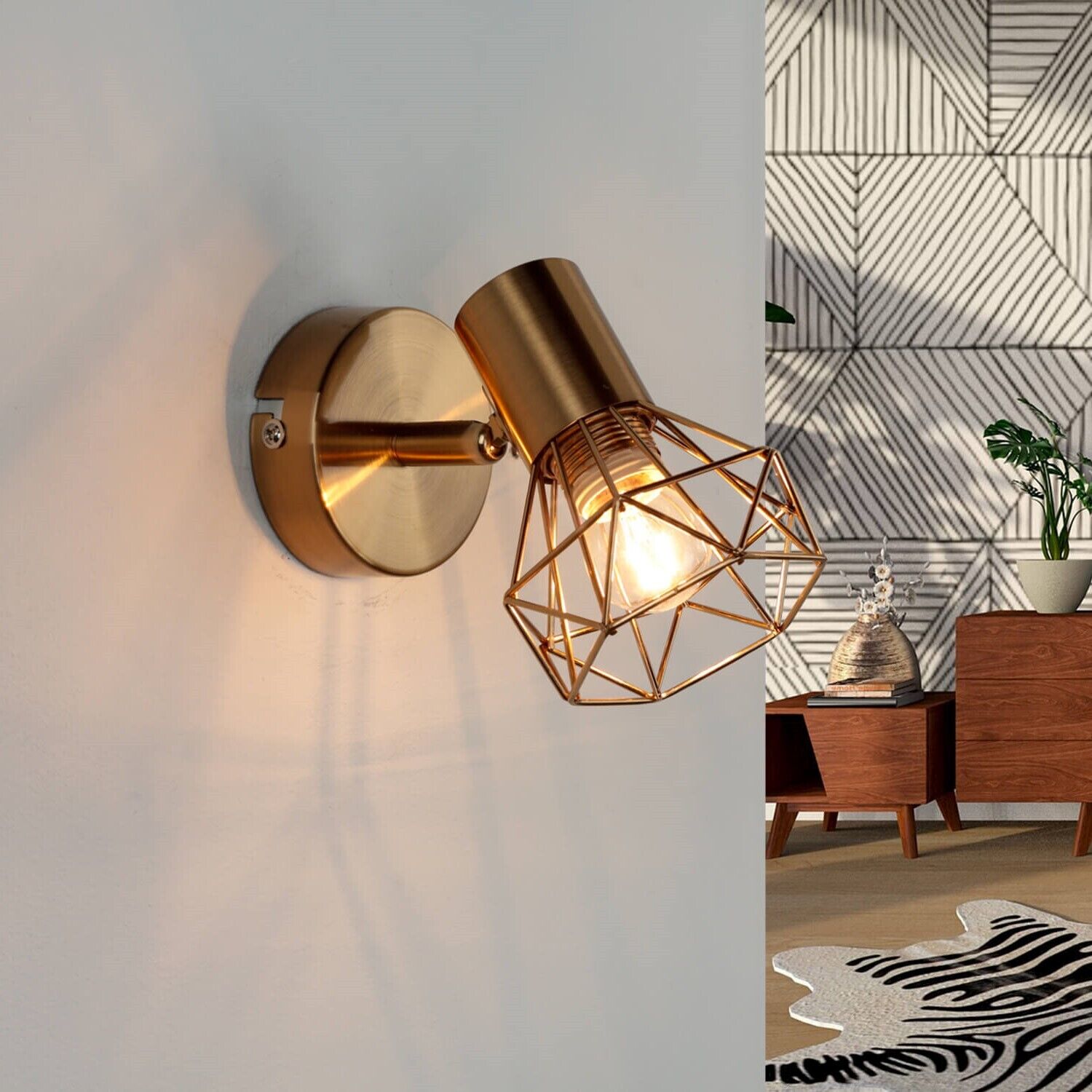 Verstellbar Spot MIA Retro in Messing Metall Wohnzimmer Pflanze, Lampe, Dekoration für Zuhause, Teppich