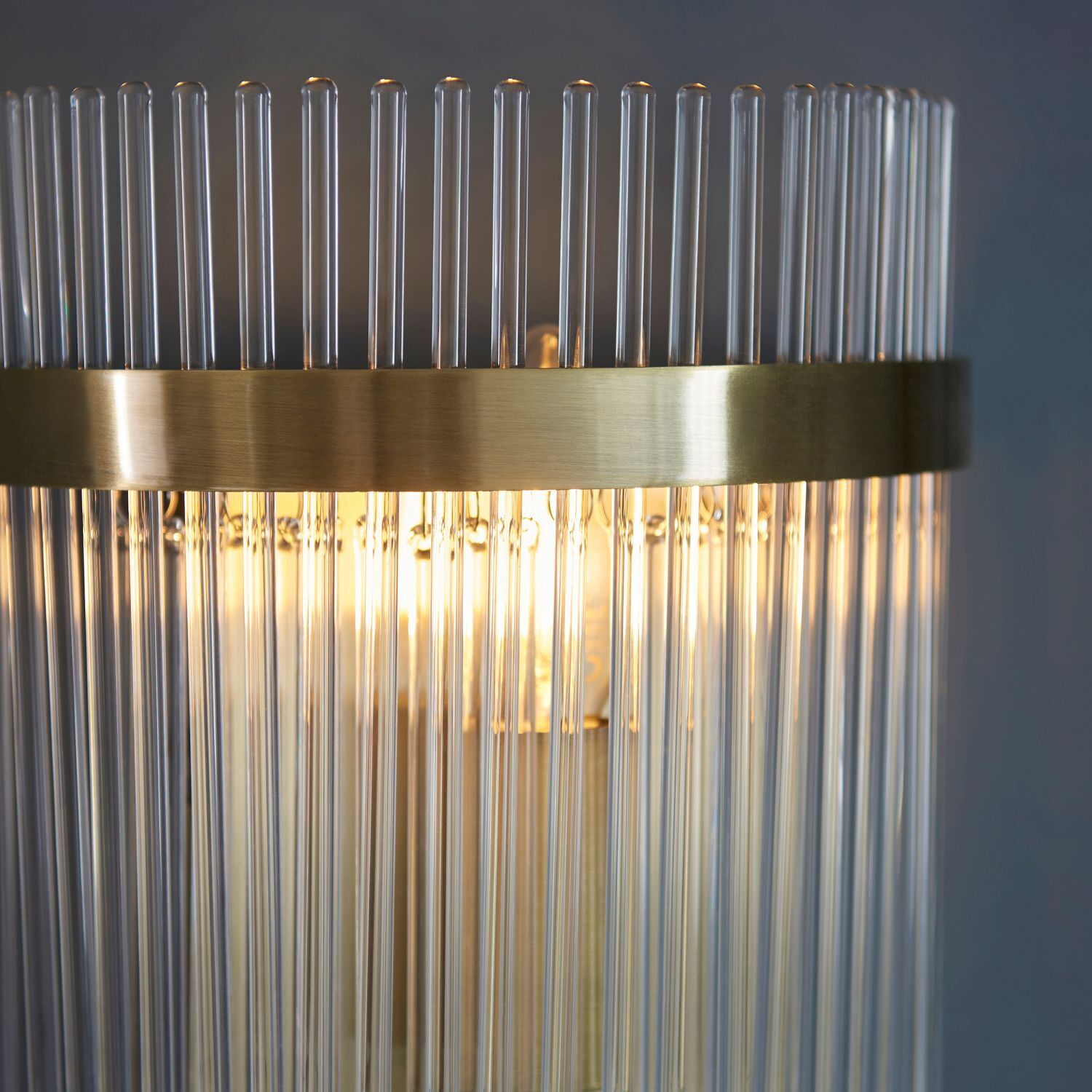 Wandlampe Glas Metall H: 27,6 cm klein in Messing antik E14