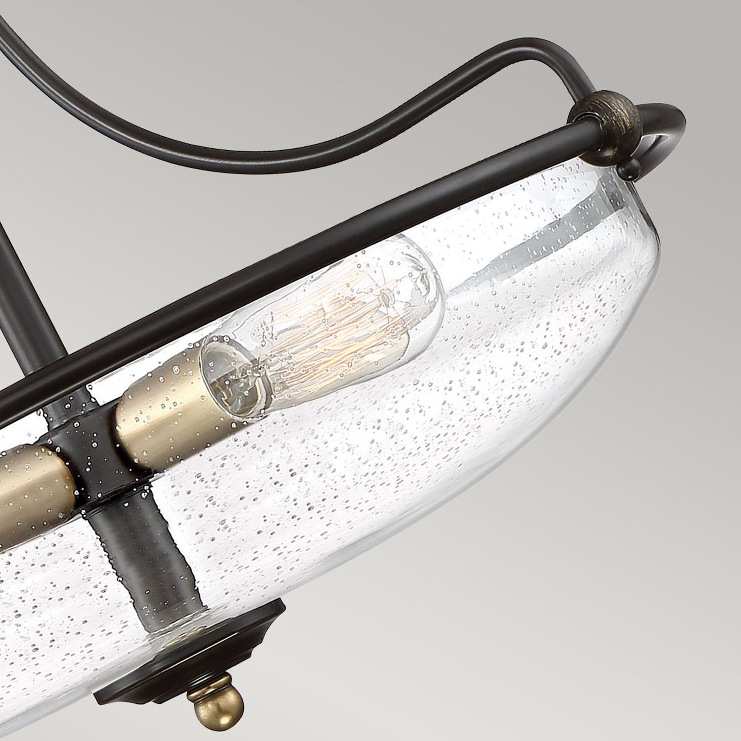 Deckenlampe Metall Glas D: 52,8 cm E27 4-flammig rund Beleuchtung, Leuchte, Deckenleuchte, Rauchrohr, Lampe