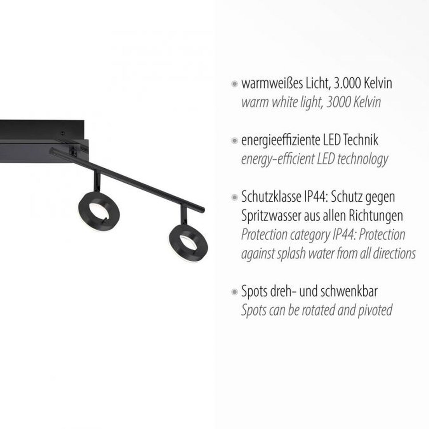 Flexibler LED Deckenstrahler Anthrazit IP44 94 cm 26 W