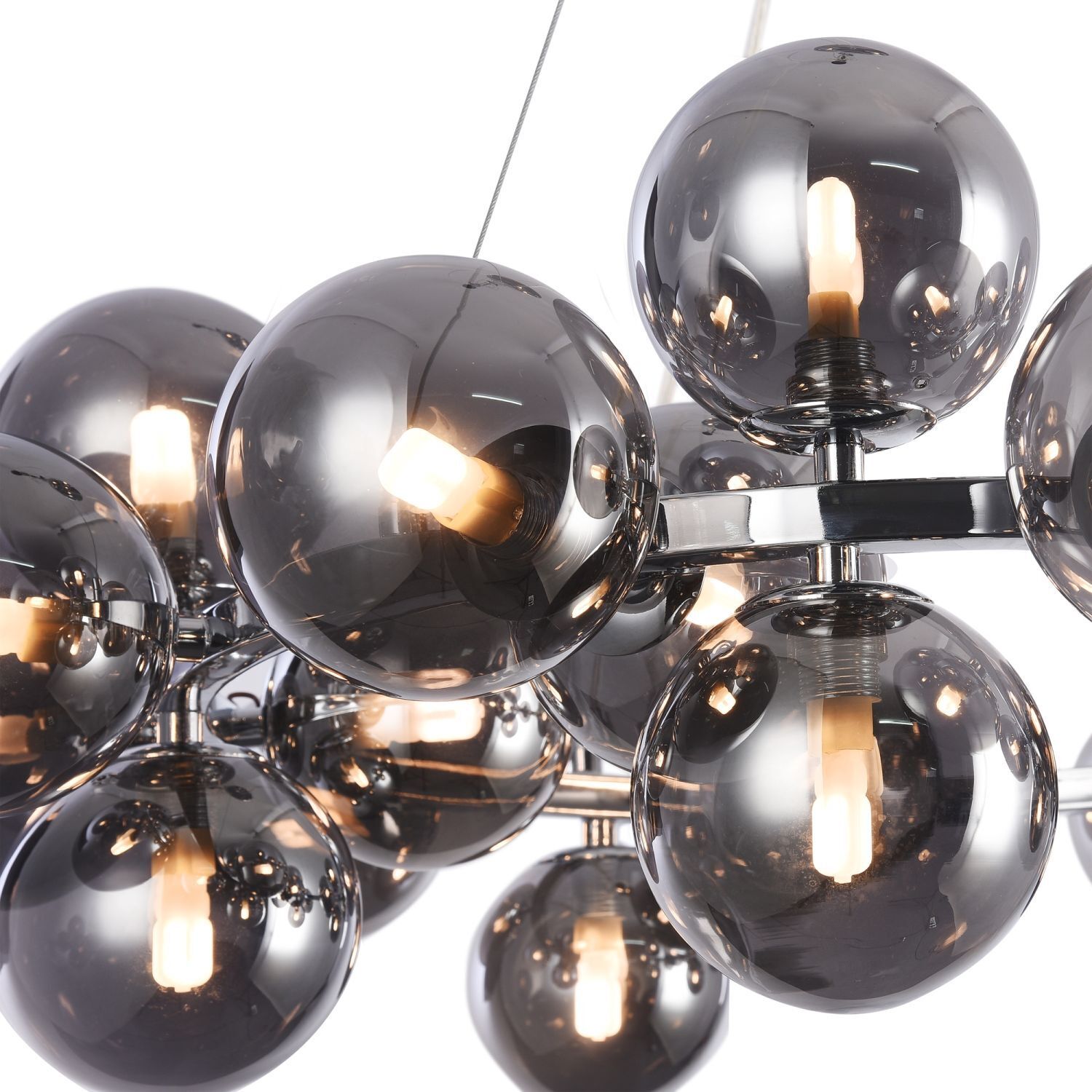 Hängeleuchte Metall Rauchglas G9 69 cm breit Modern